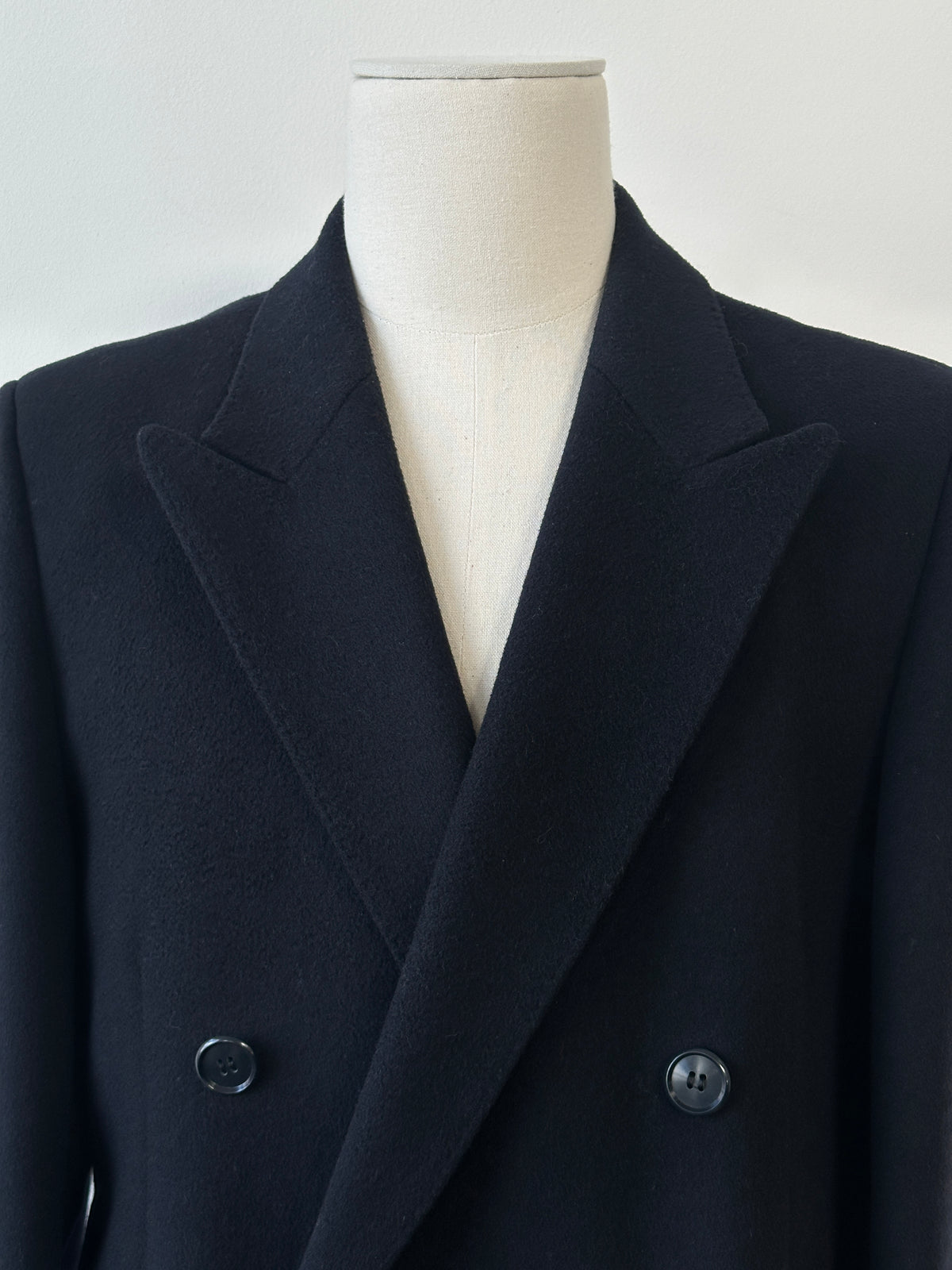 British Vintage 1990s Wool Cashmere Double Breasted Coat - M