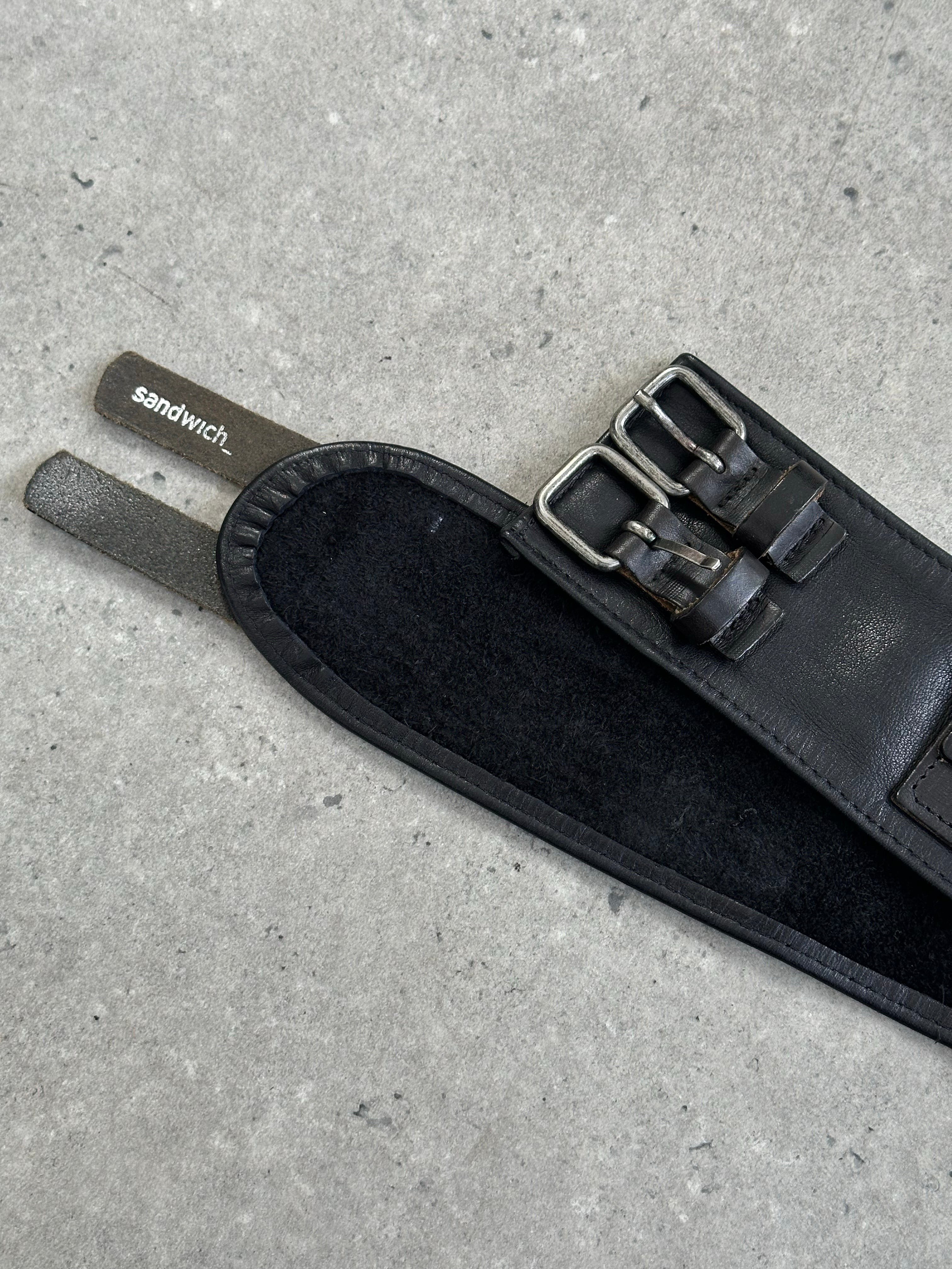 Vintage 1990s Leather Double Zip Belt Bag - W30-34