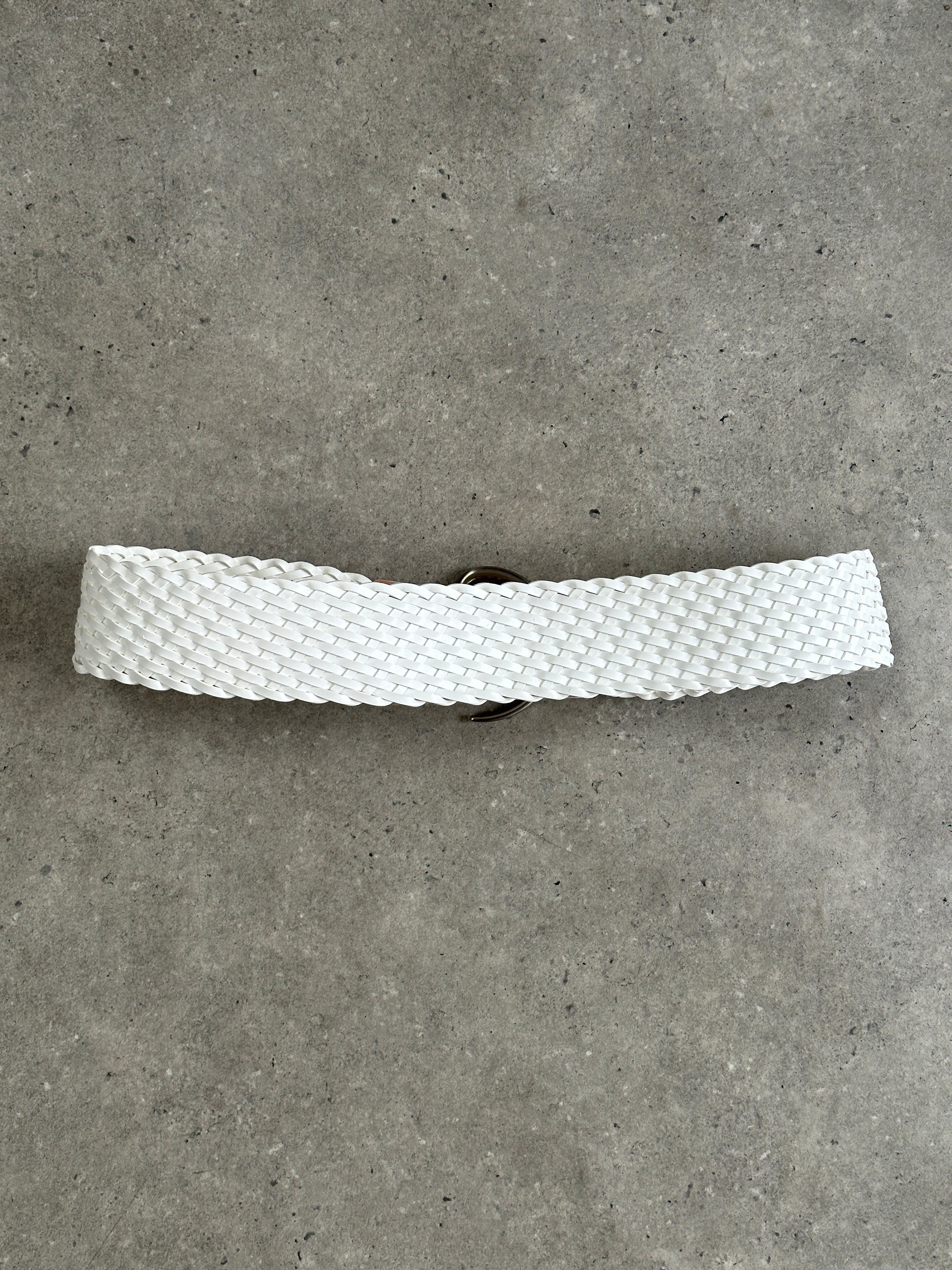 Vintage 1990s Leather Chunky D Ring Woven Belt - W40-43