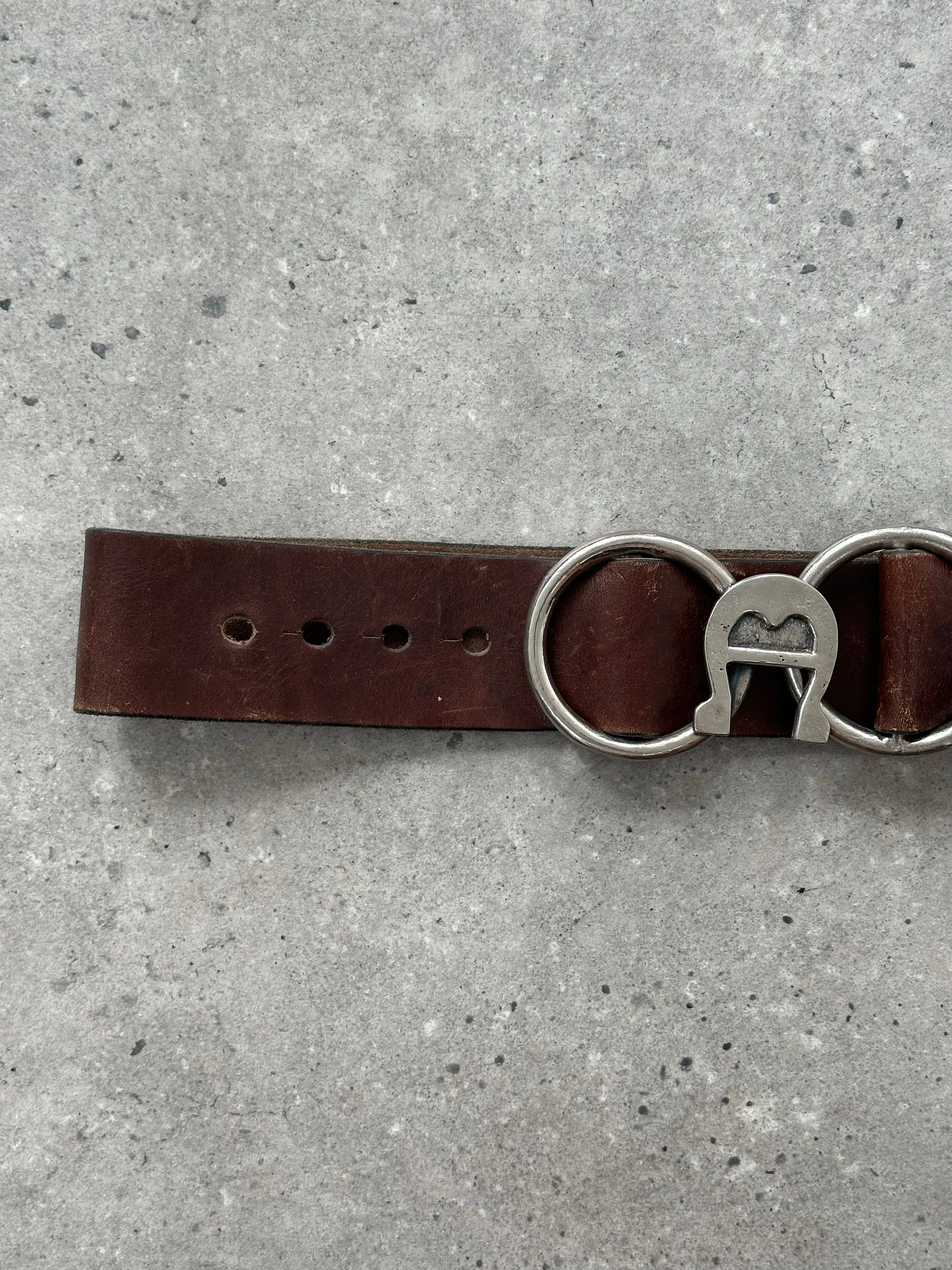 Vintage 1990s Western Horseshoe Leather Belt - W32-35