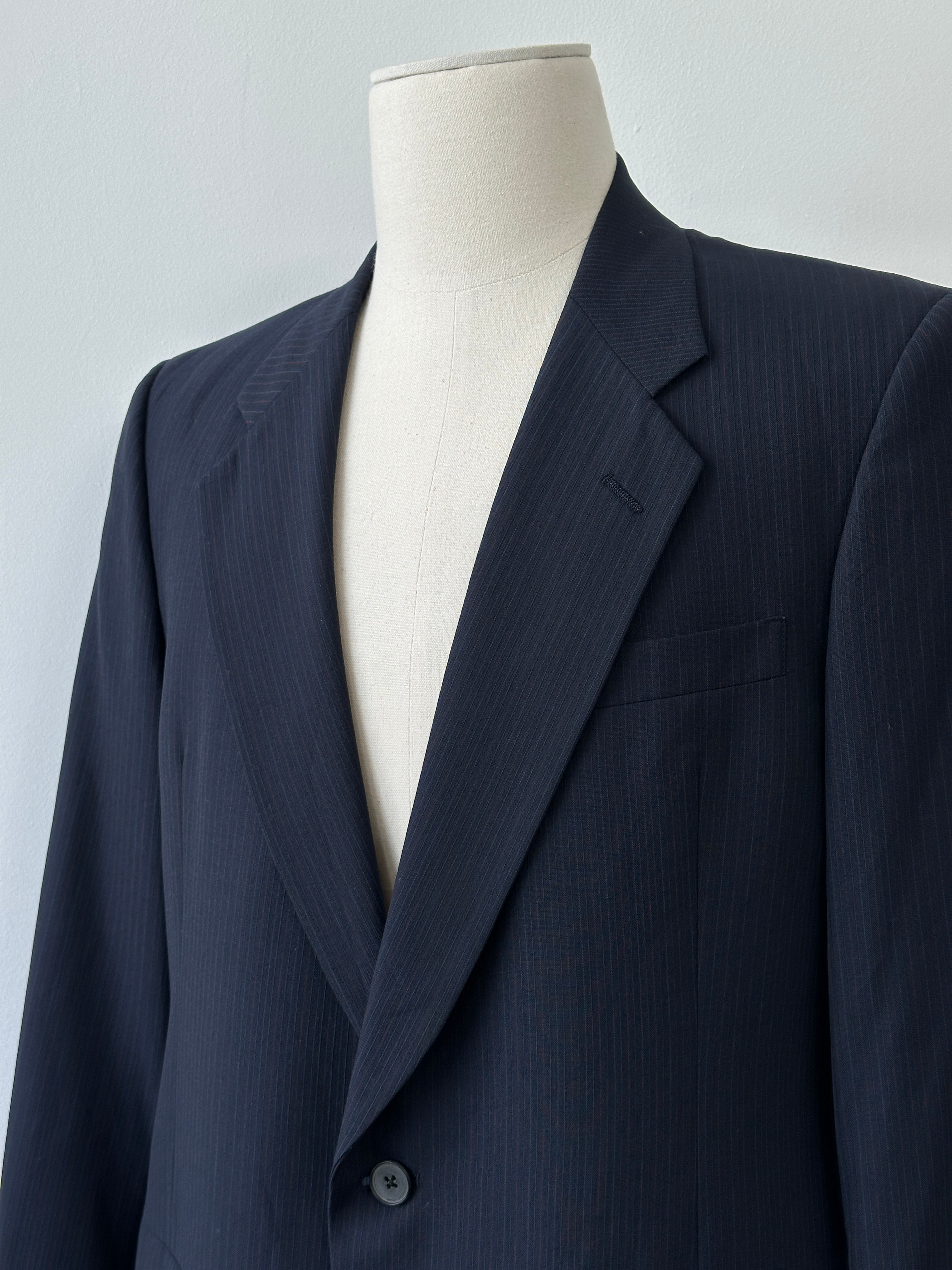 Christian Dior Monsieur 1980s Striped Single Breasted Blazer - 44R