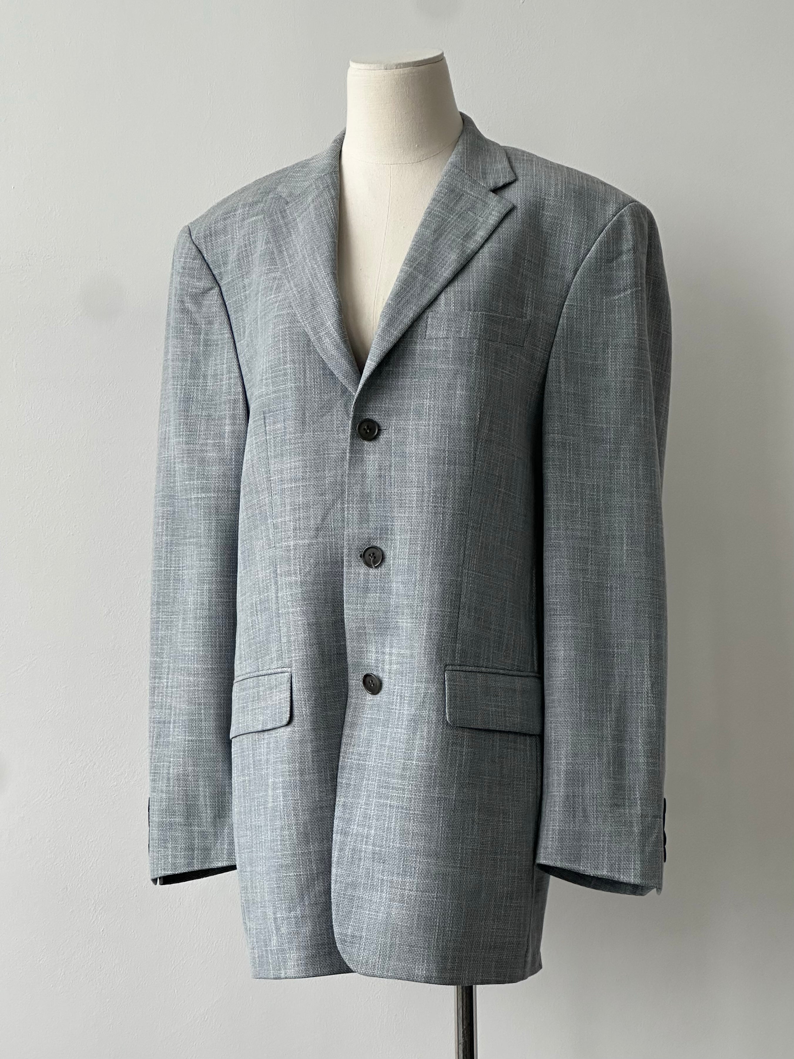 Loro Piana Rene Lezard 1990s single-breasted blazer in size L/XL, tailored fit with classic lapels and premium fabric.