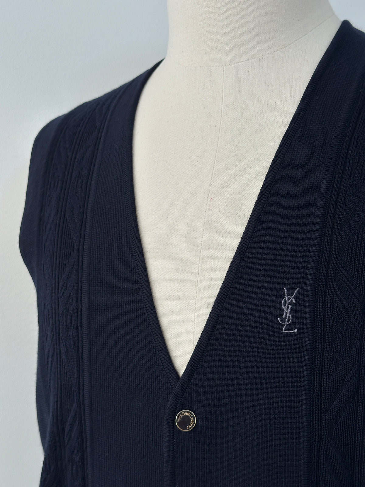Yves Saint Laurent 1990s Pure Wool Bespoke Button Waistcoat - M