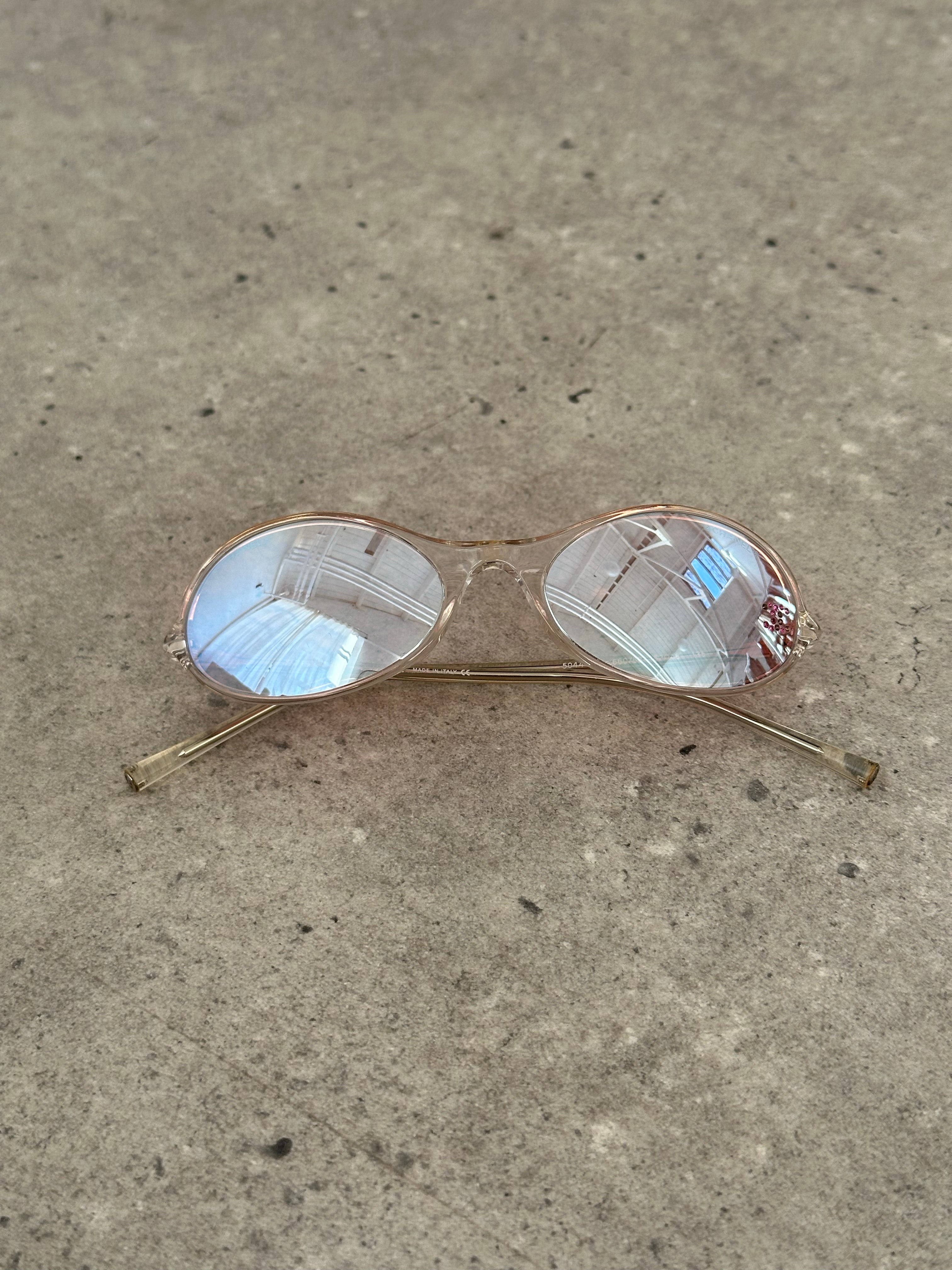 Chanel 2000s Rhinestone CC Oval Sunglasses