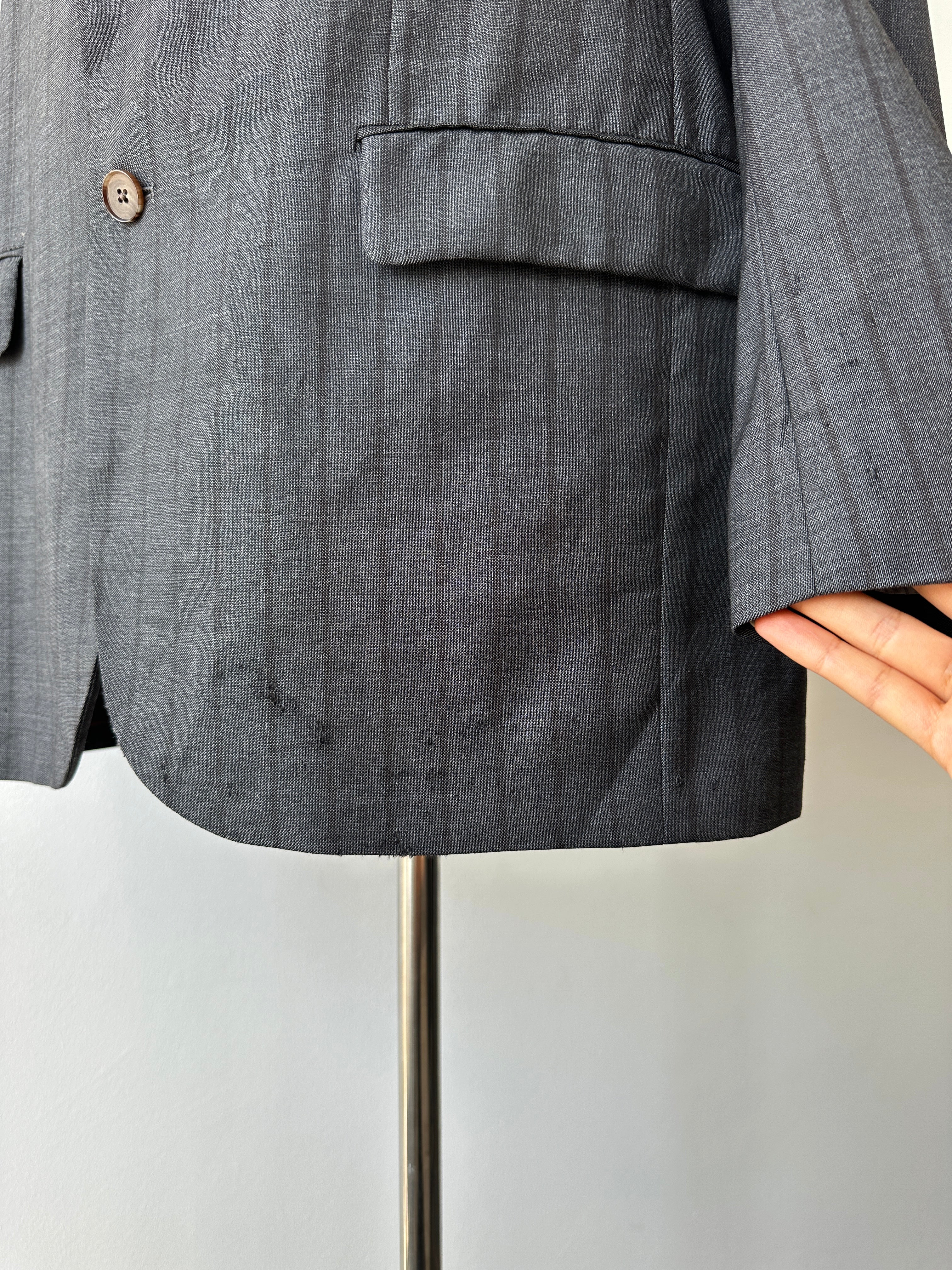 Loro Piana x Barnys 1990s Pure Wool Striped Single Breasted Blazer - 44R