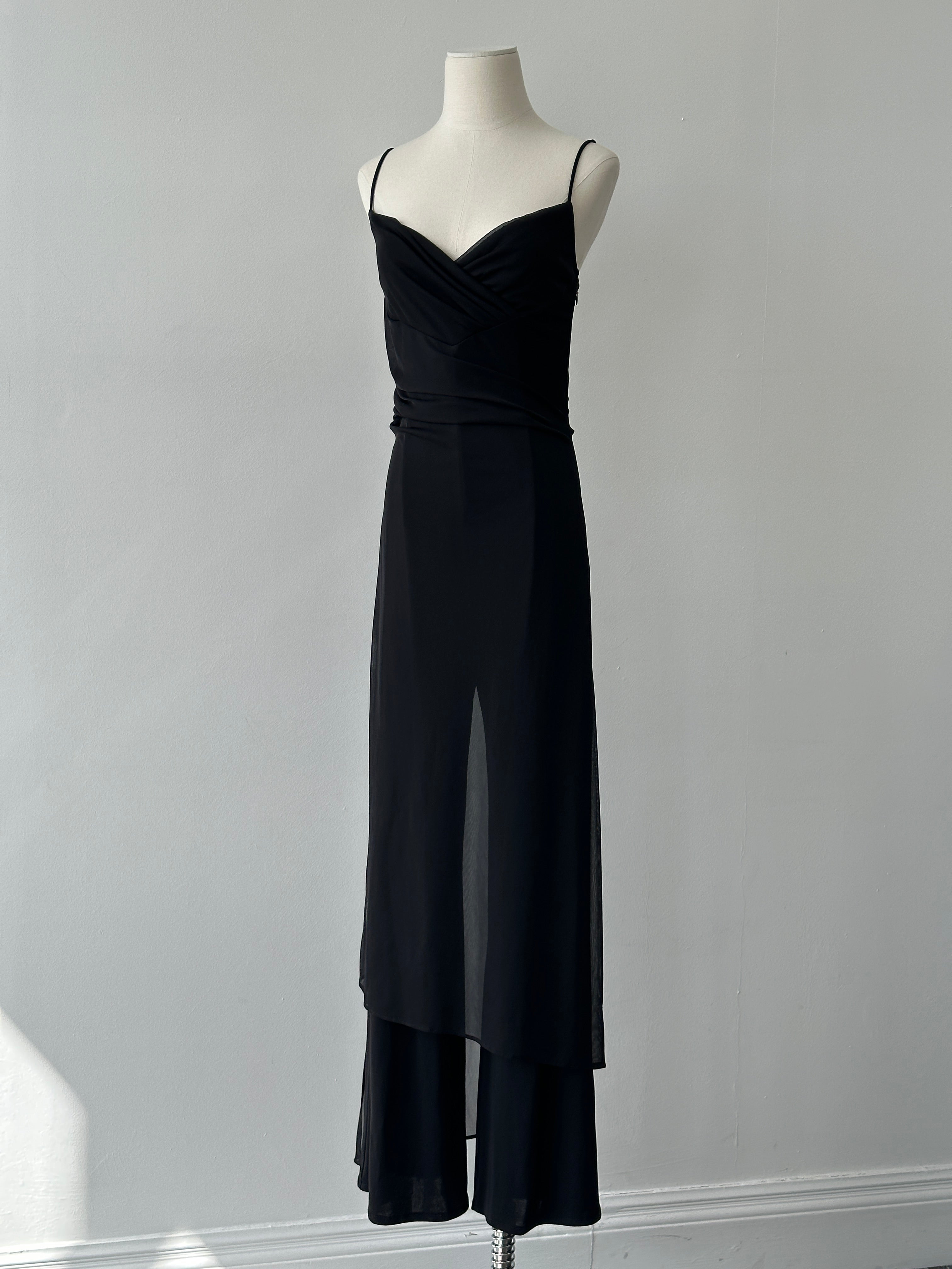 French Vintage 1990s Sheer Overlay Jumpsuit - S