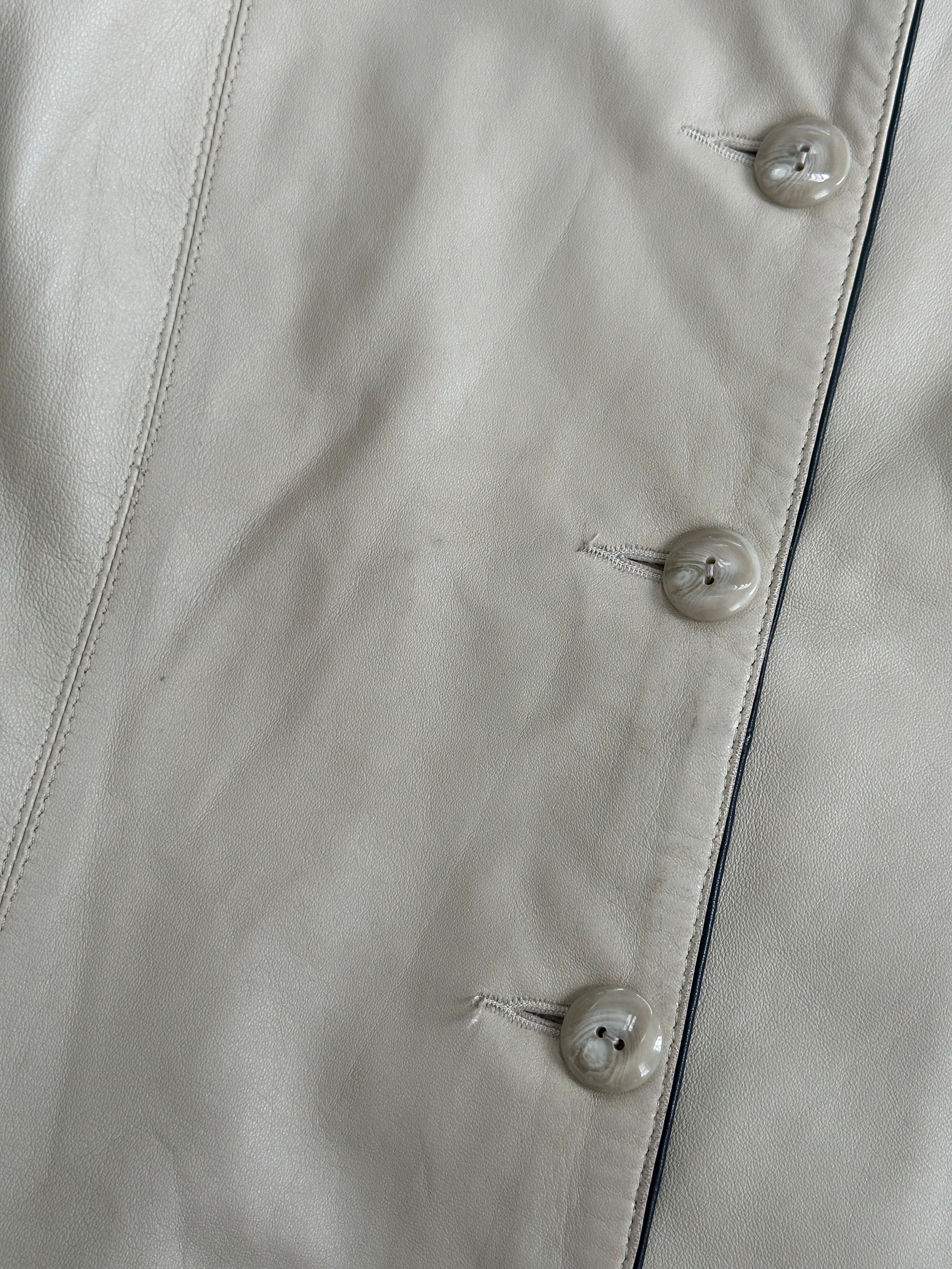 Vintage 1990s High Neck Contrast Leather Jacket - M