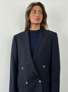 Burberry 1990s bespoke wool and mohair double-breasted blazer in XL, featuring classic plaid pattern and tailored fit.