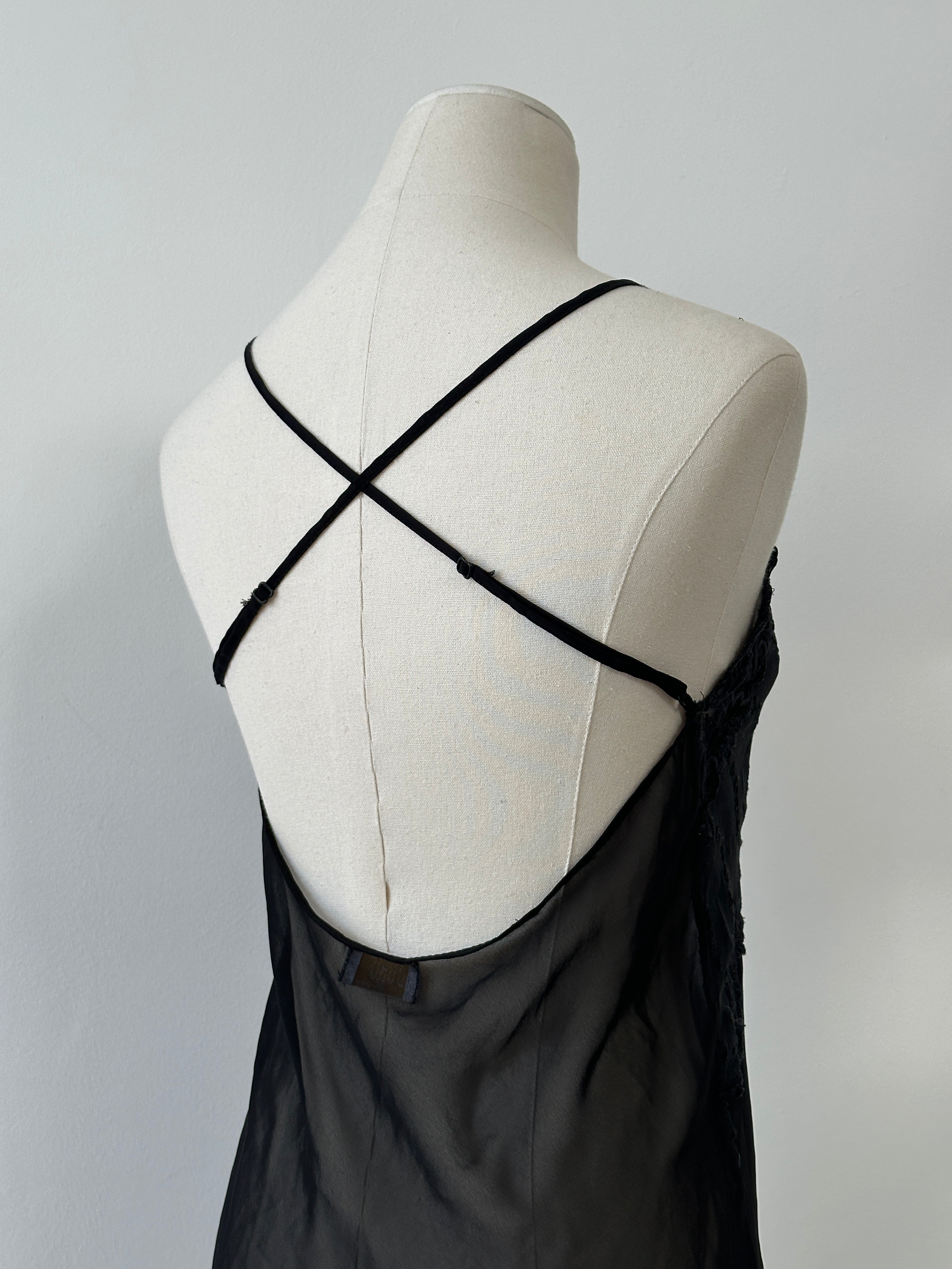 Vintage 2000s sheer mini slip dress, S-M, featuring lightweight fabric and vintage style, shown on a plain background.