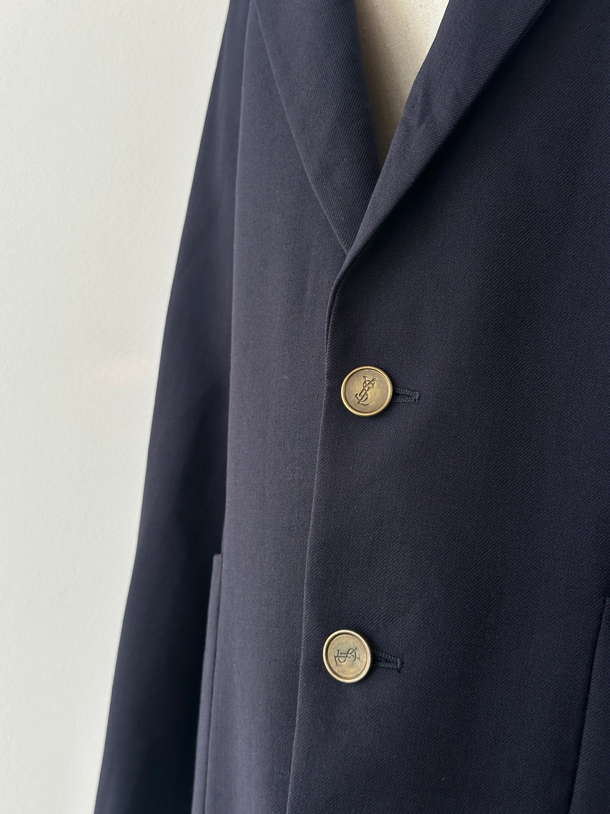 Yves Saint Laurent 1990s Pure Wool Bespoke Button Blazer - M