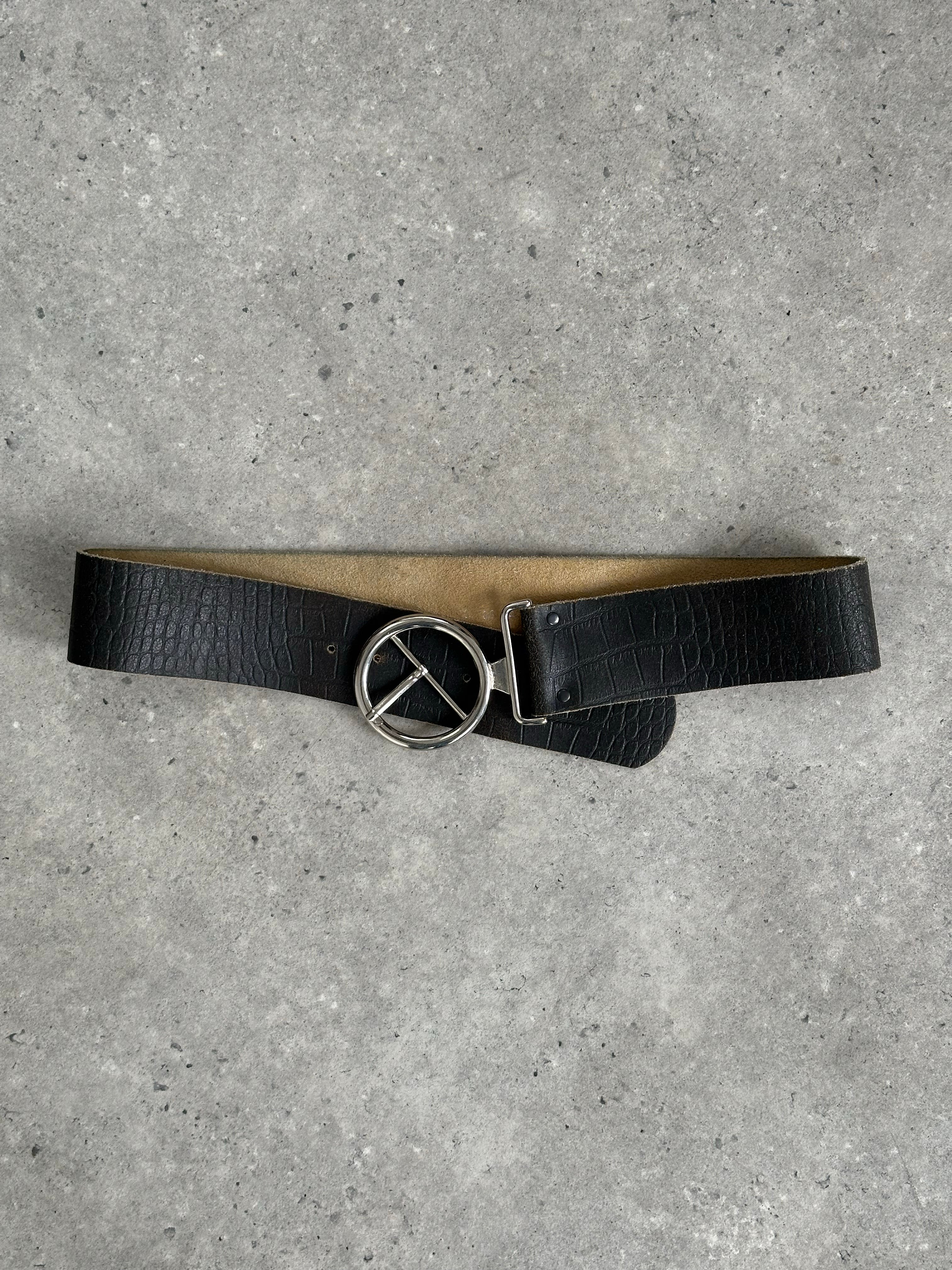 Vintage 1990s Leather Chunky Circular Belt - W34-38