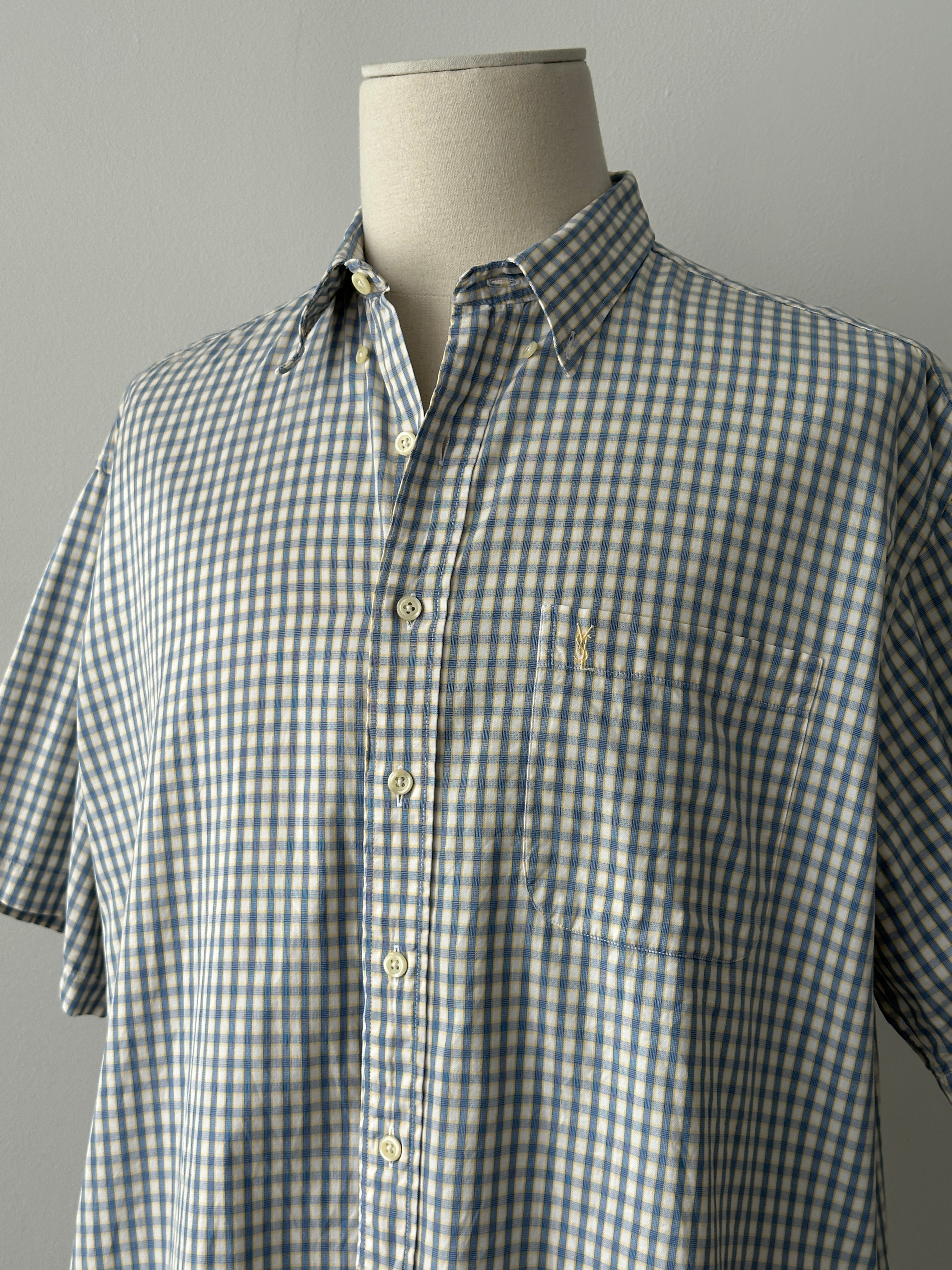 Yves Saint Laurent Pour Homme 1990s Check Short Sleeve Shirt - XXL