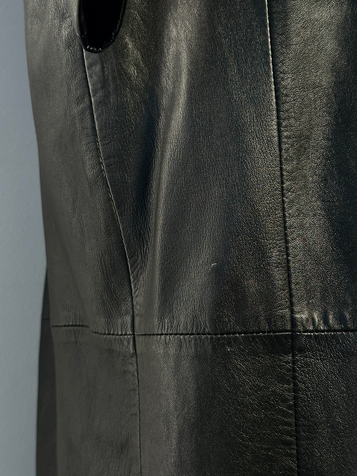 Vintage 1990s Floor Length Leather Trench Coat - S