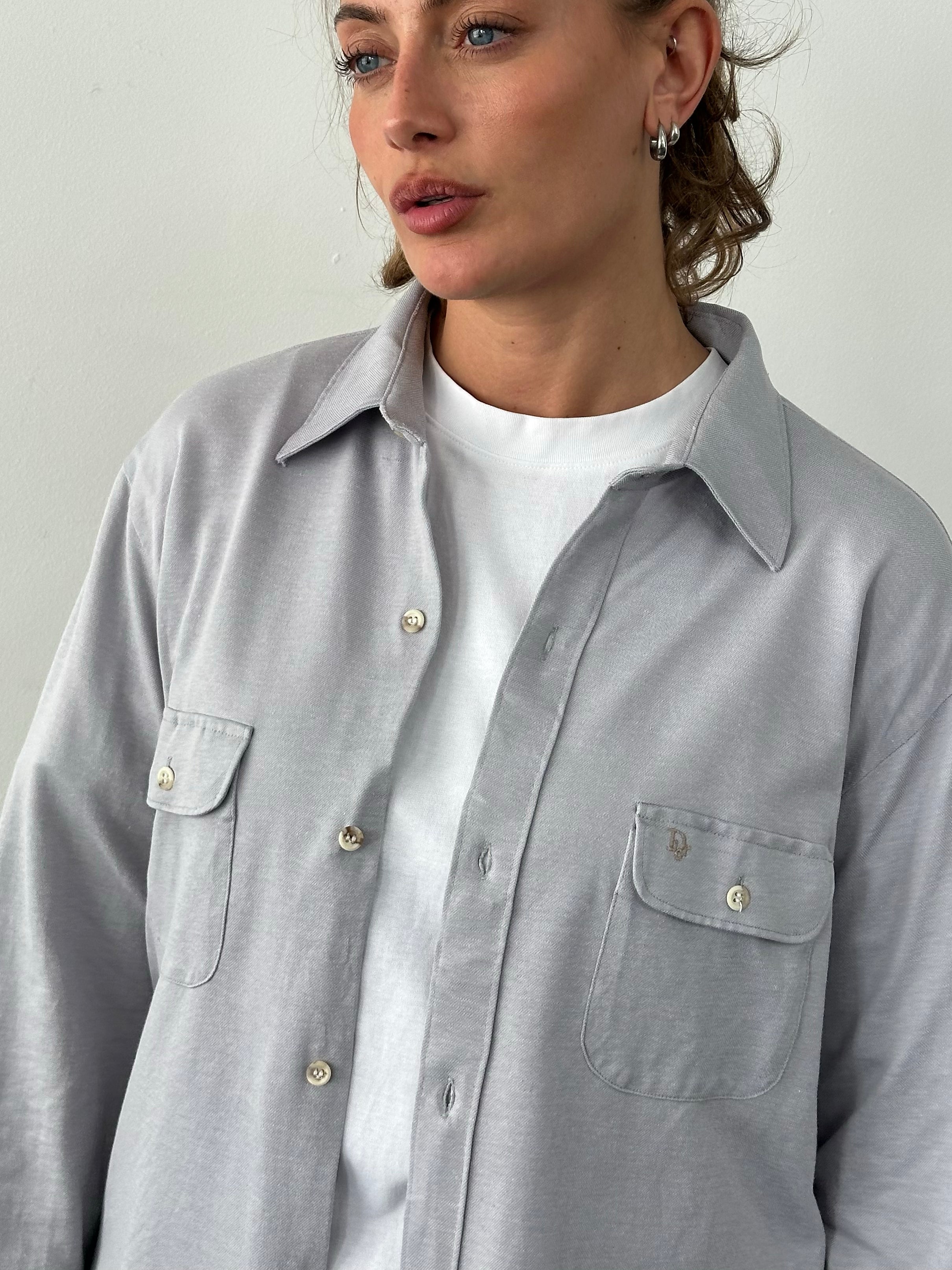 Christian Dior Chemises 1990s Cotton Logo Shirt - L