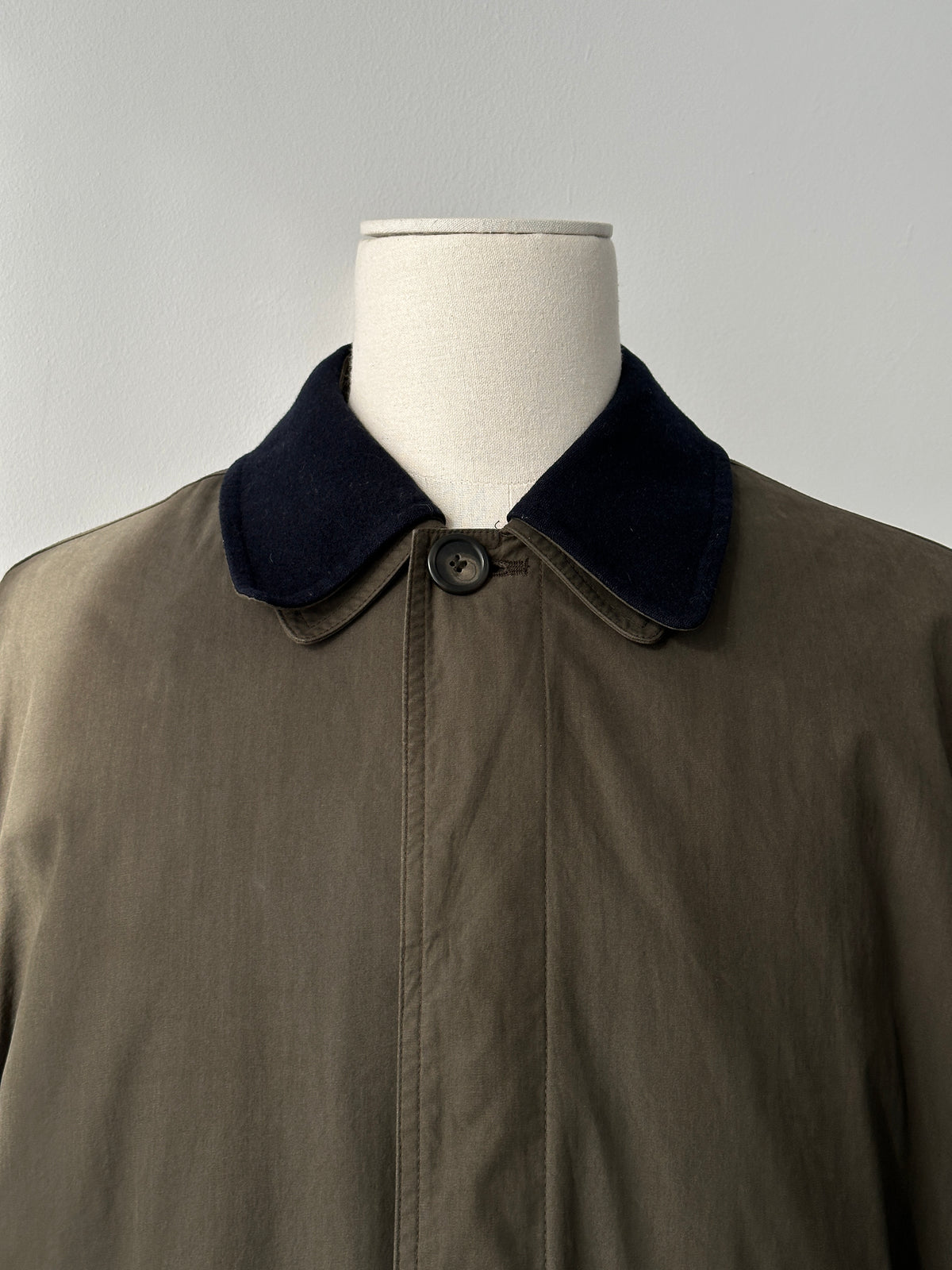 Chaps Ralph Lauren 1990s Wool Collar Cotton Trench Coat - L