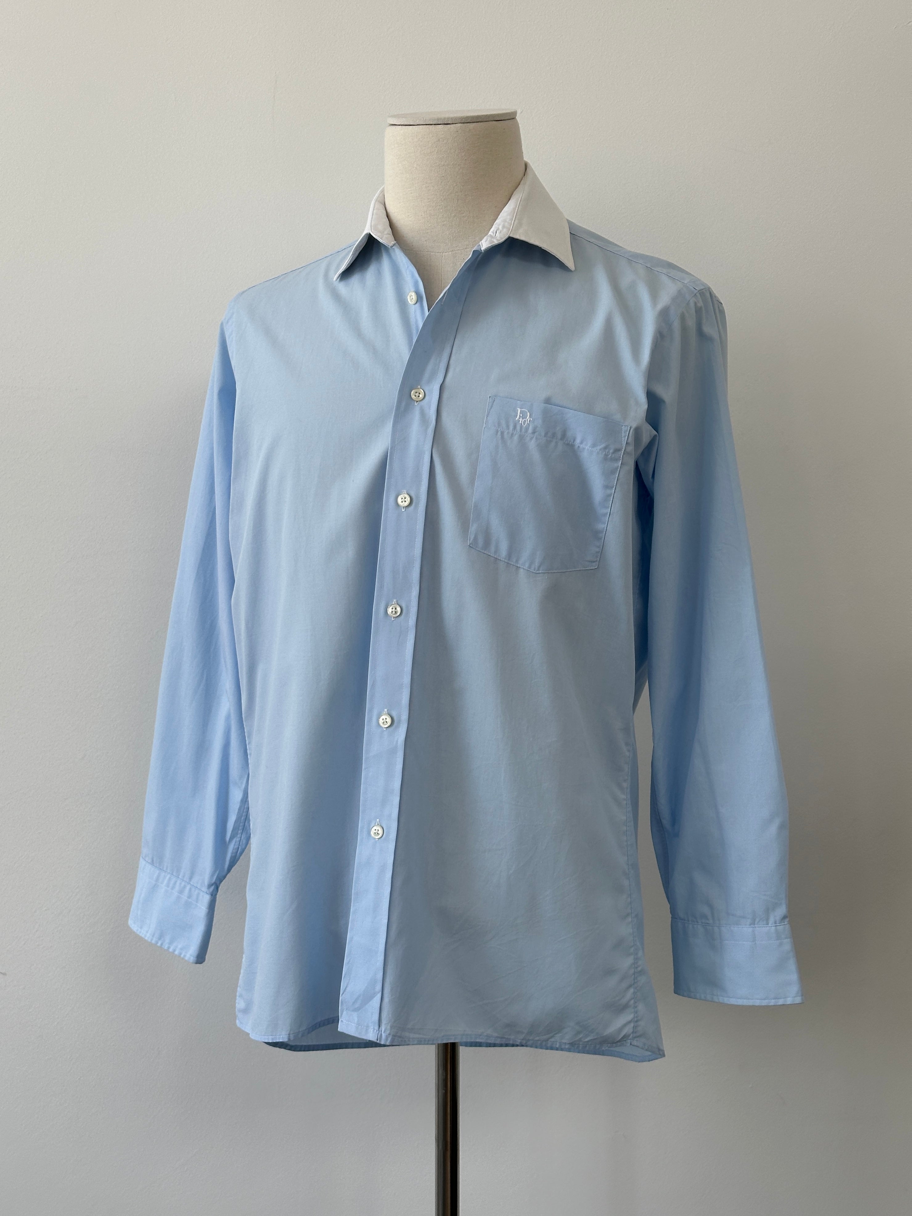 Christian Dior 1990s Contrast Collar Cotton Shirt - XS