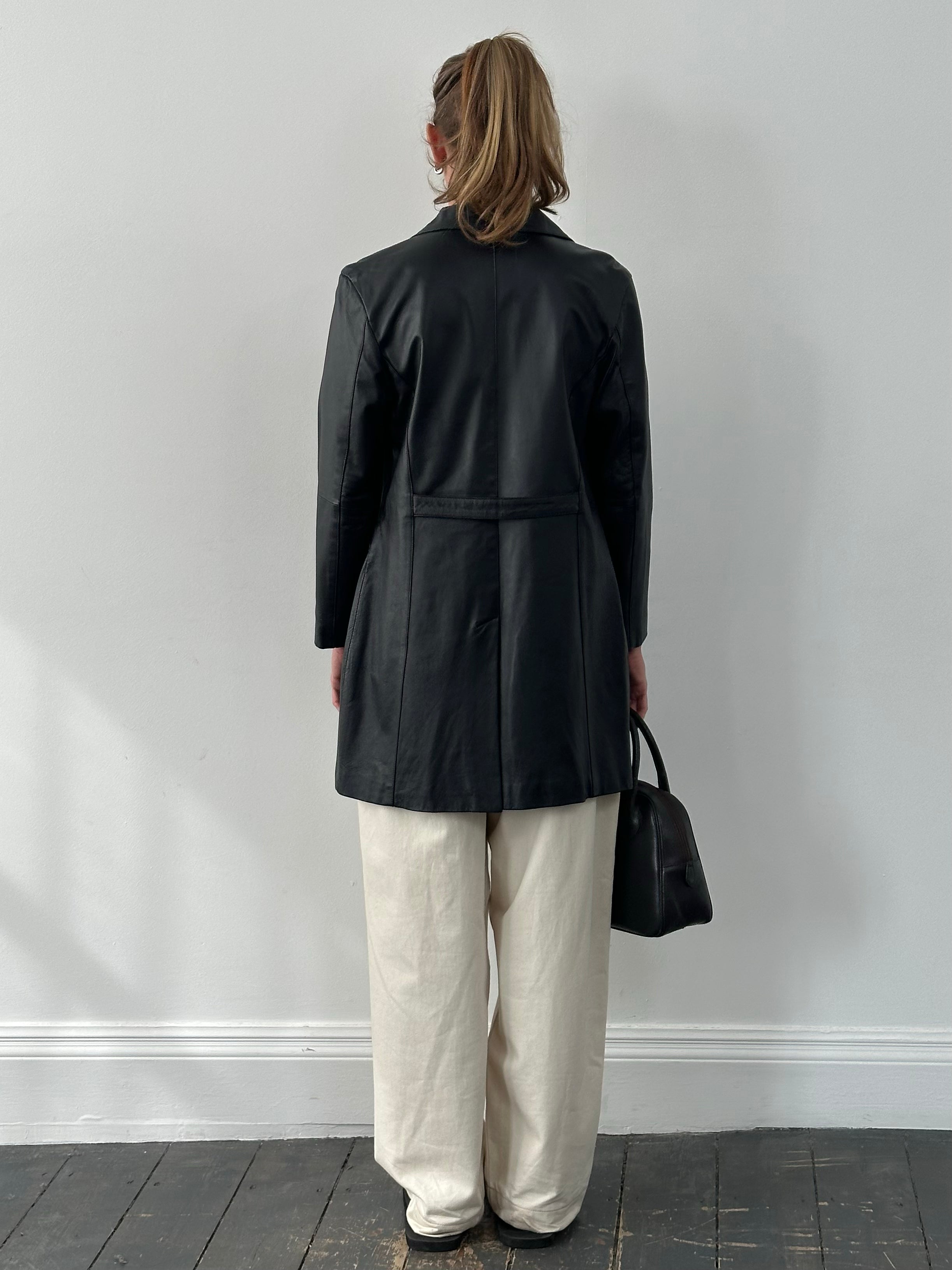 Vintage 2000s Single Breasted Leather Trench Coat - S