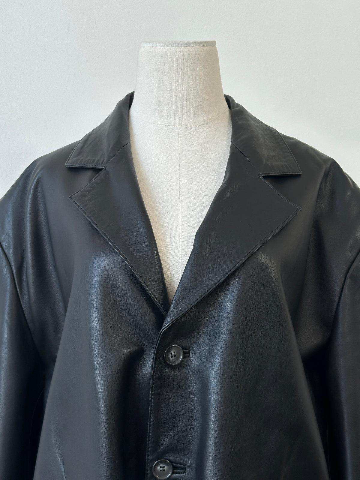 Vintage 1990s Oversized Smooth Leather Jacket - XL-XXL