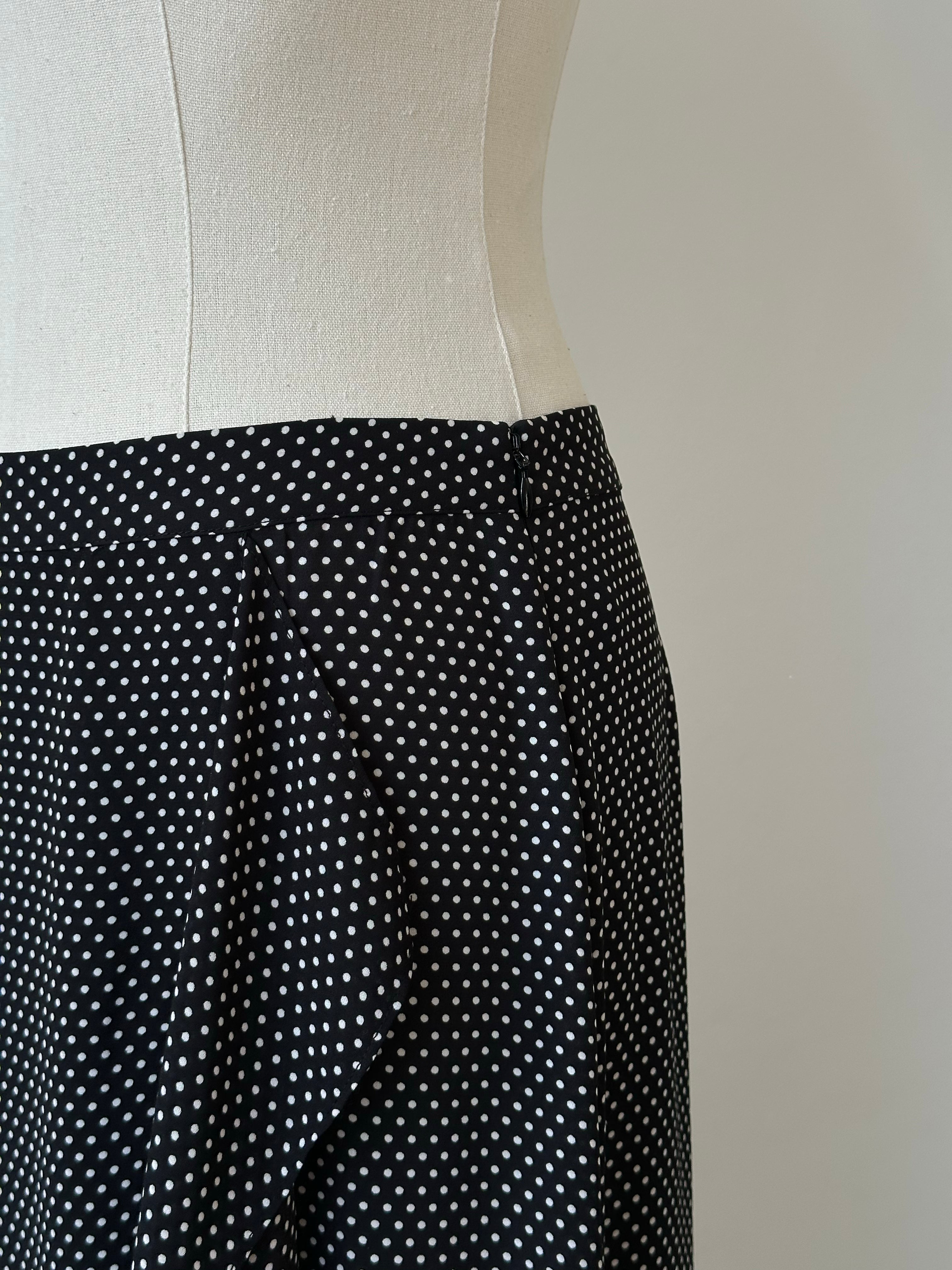 Vintage 2000s Polka Dot Ruffle Midi Skirt - W26