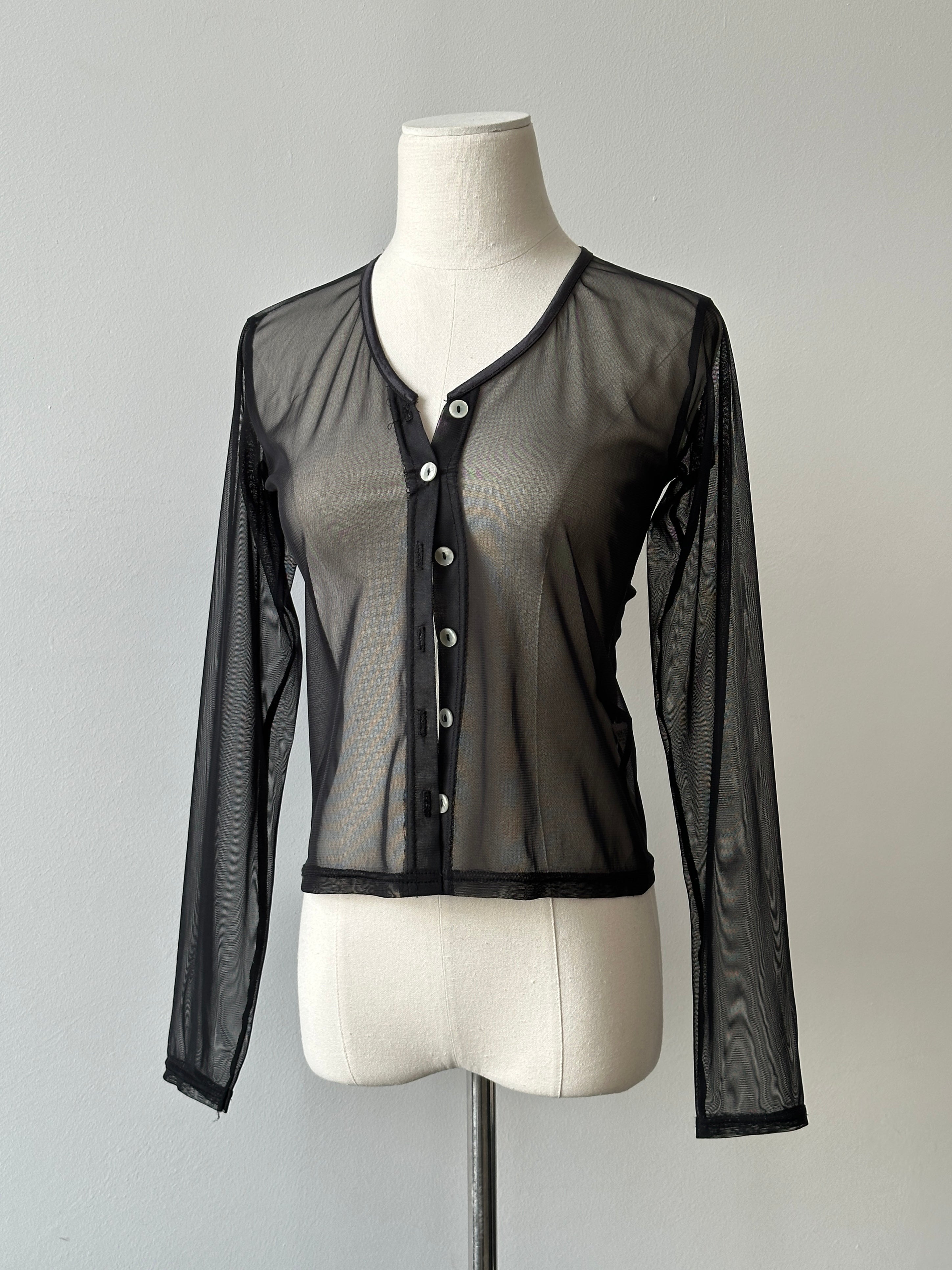 Vintage 1990s Nylom Sheer Cardigan - S