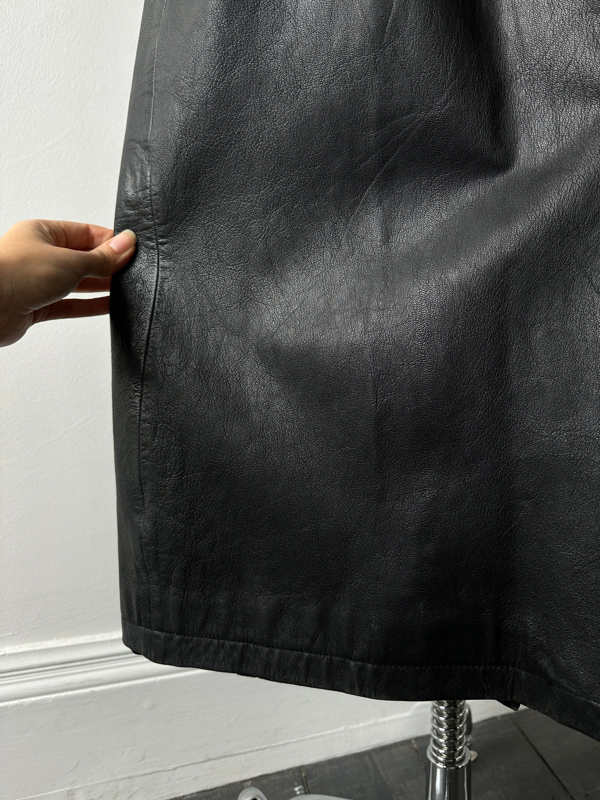 Vintage 1990s Floor Length Leather Trench Coat - L