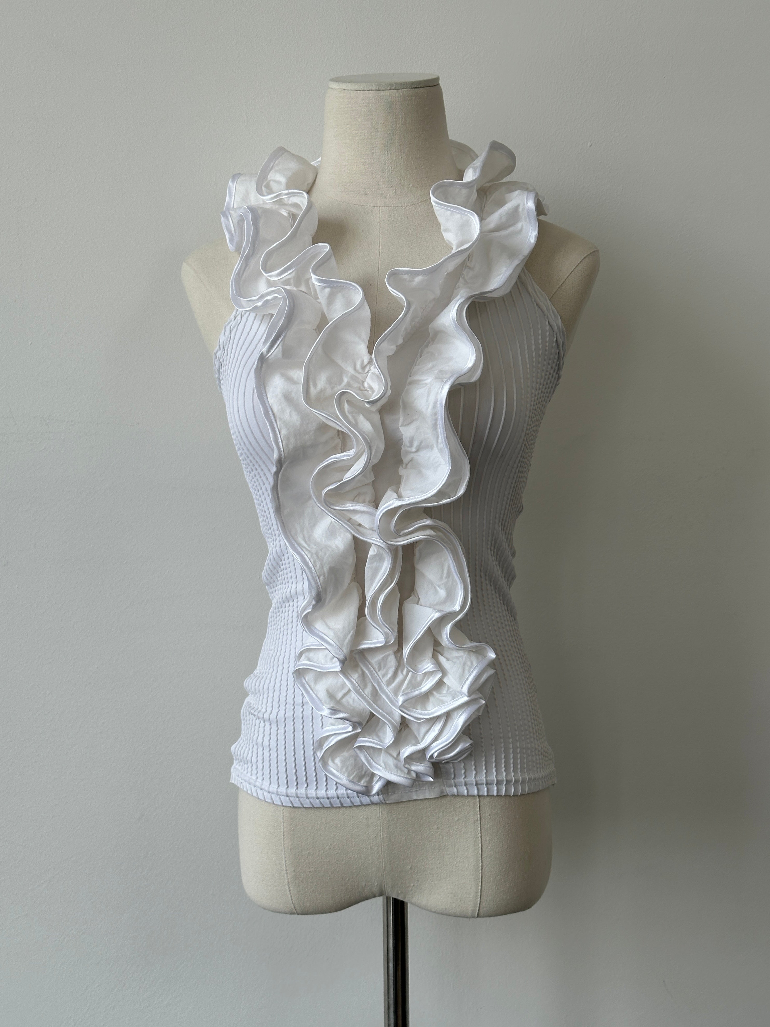 Italian Vintage 1990s Ruffle Vest Top - S