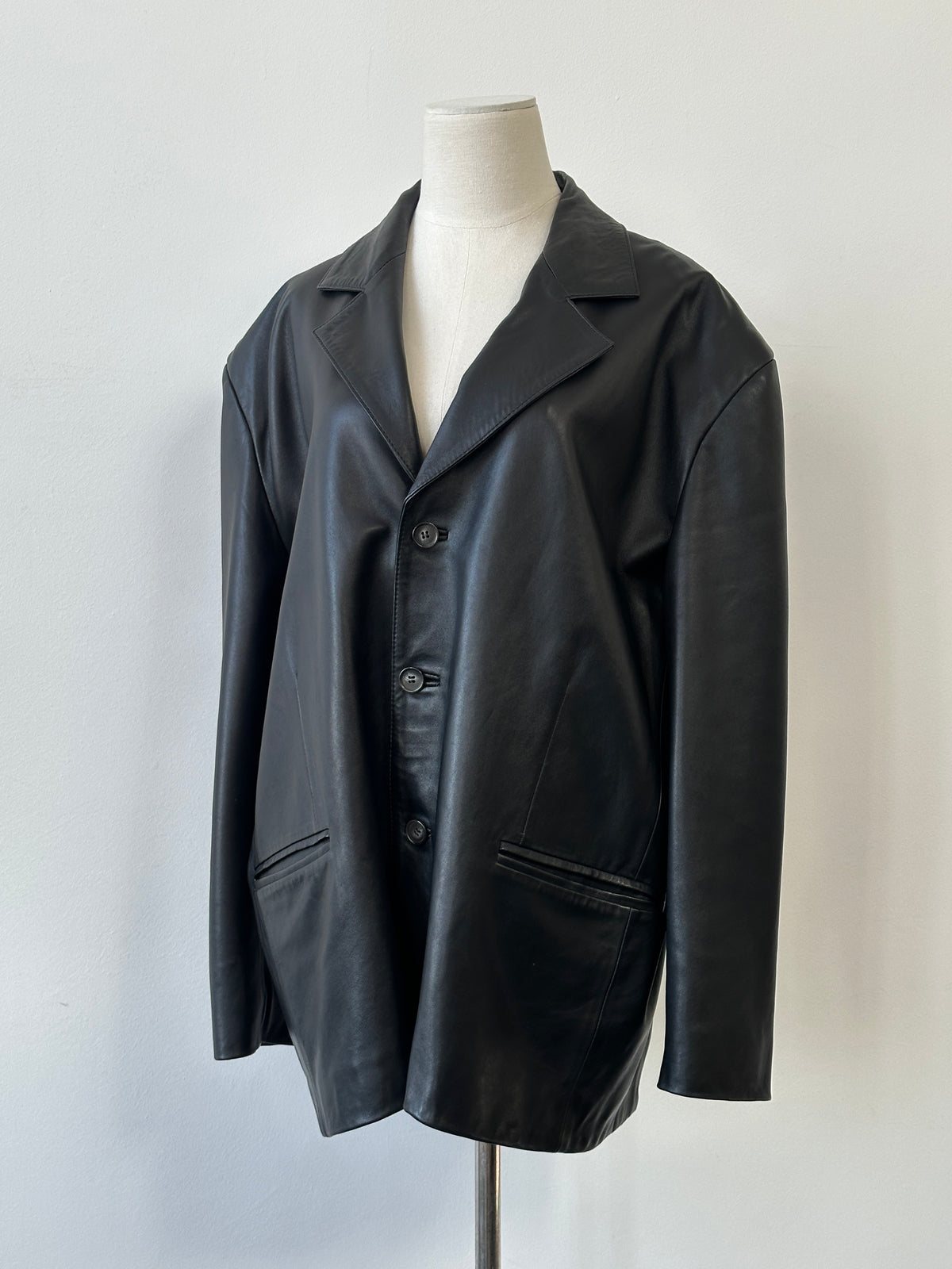 Vintage 1990s Oversized Smooth Leather Jacket - XL-XXL