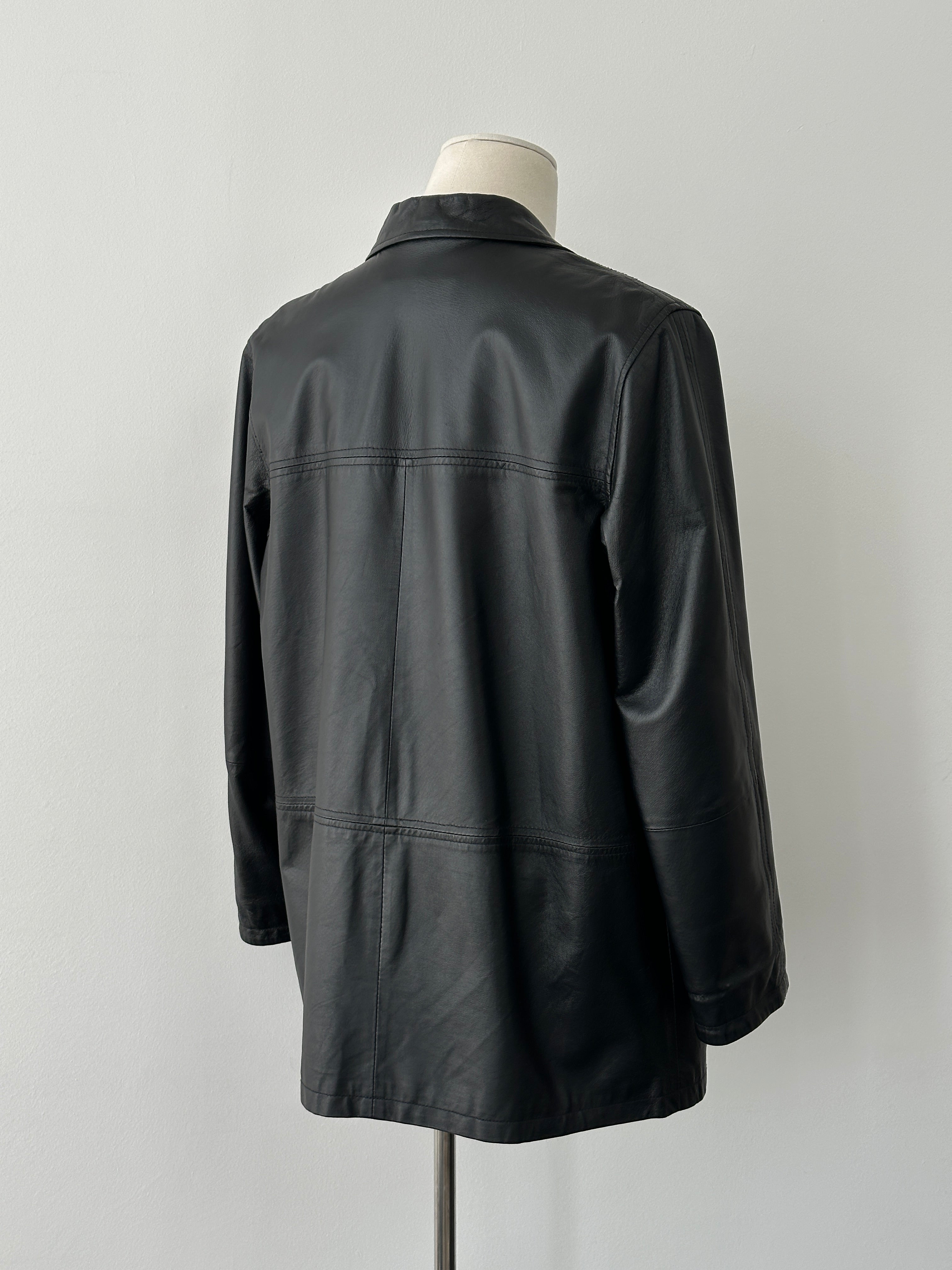 Vintage 1990s Single Breasted Leather Jacket - L