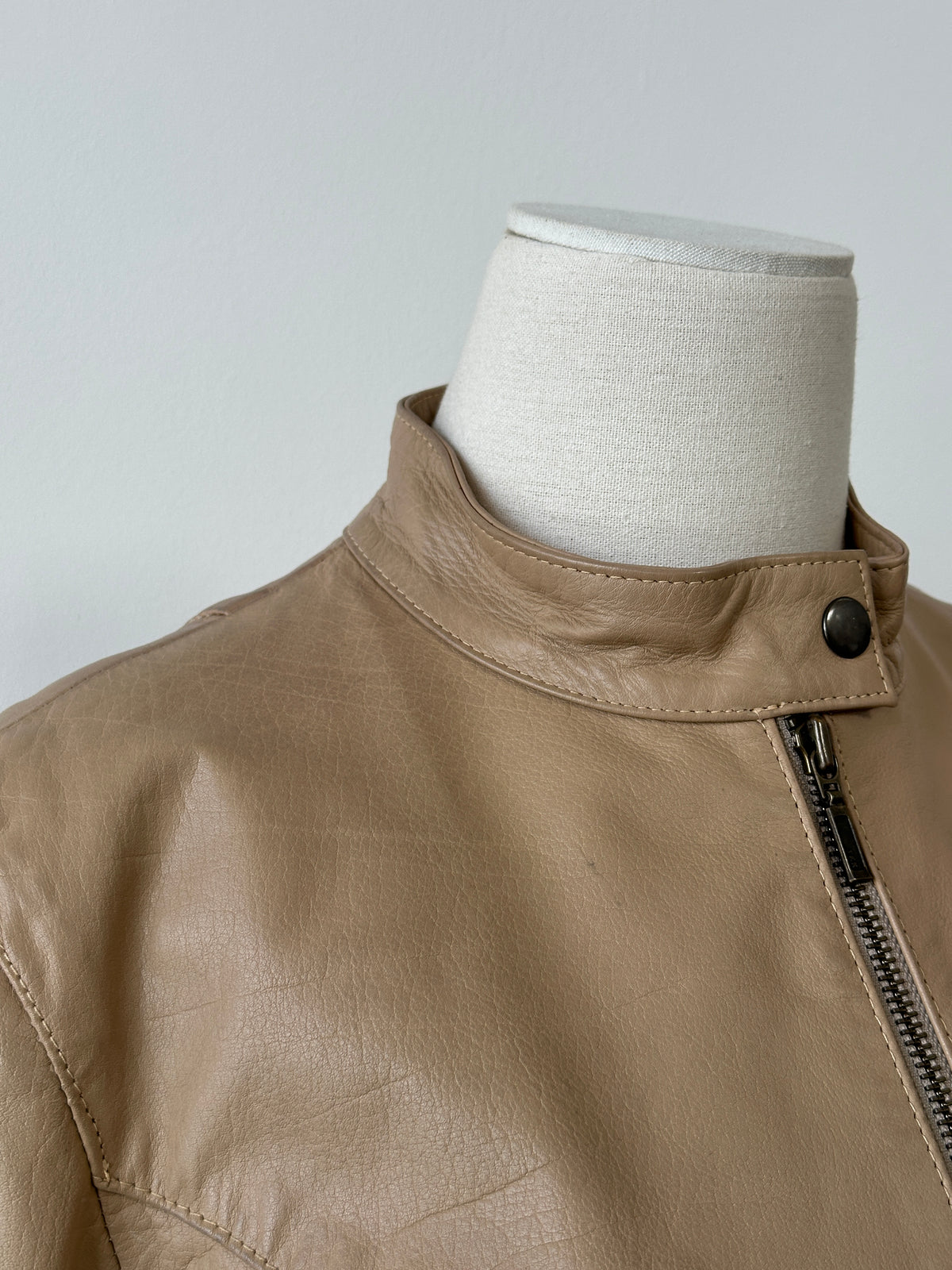 Vintage 1990s Fitted Moto Leather Jacket - S-M