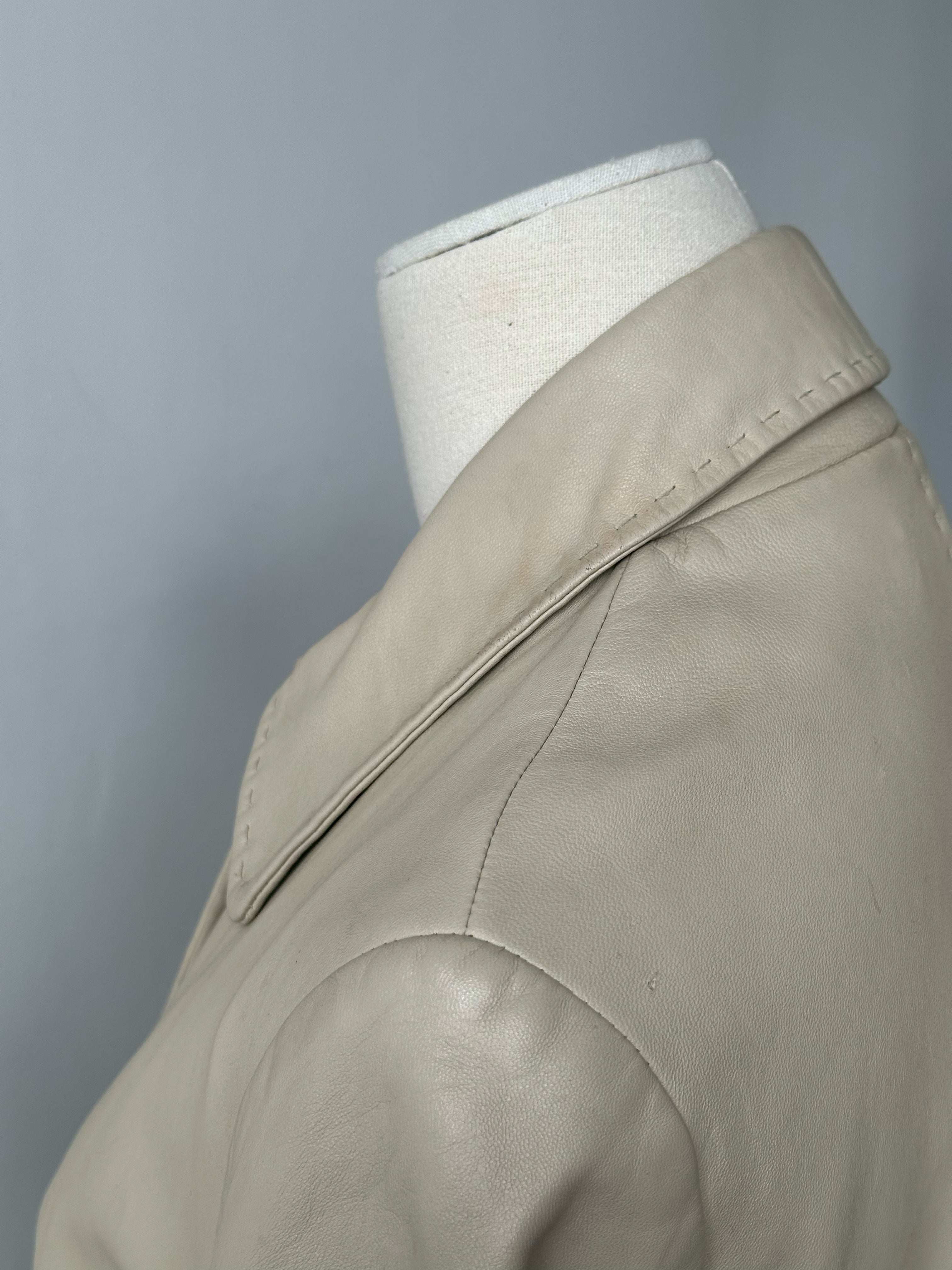 Vintage 1990s Leather Belted Trench Coat - S