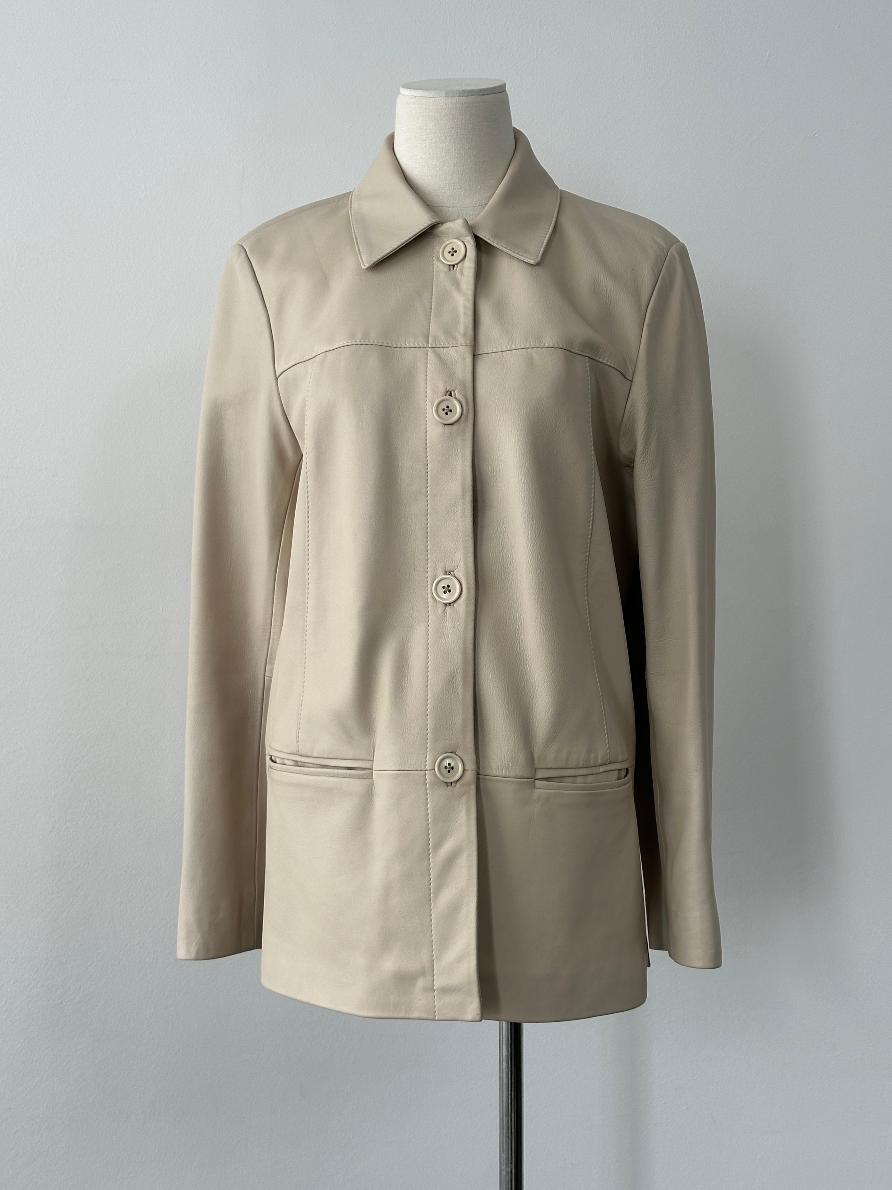 British Vintage 1990s Minimal Leather Jacket - M