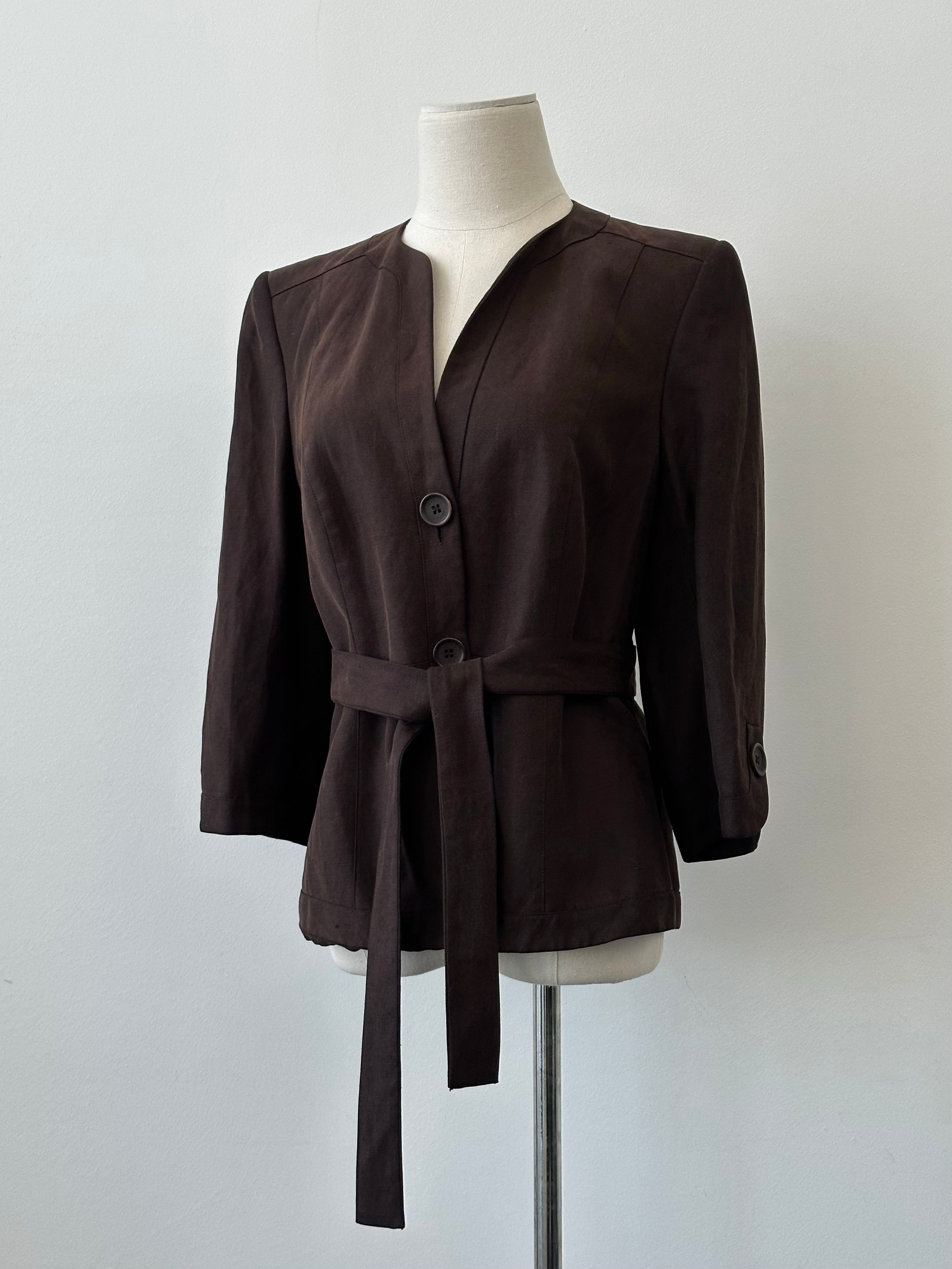 Jaeger 1990s Linen Silk Belted Jacket - S-M