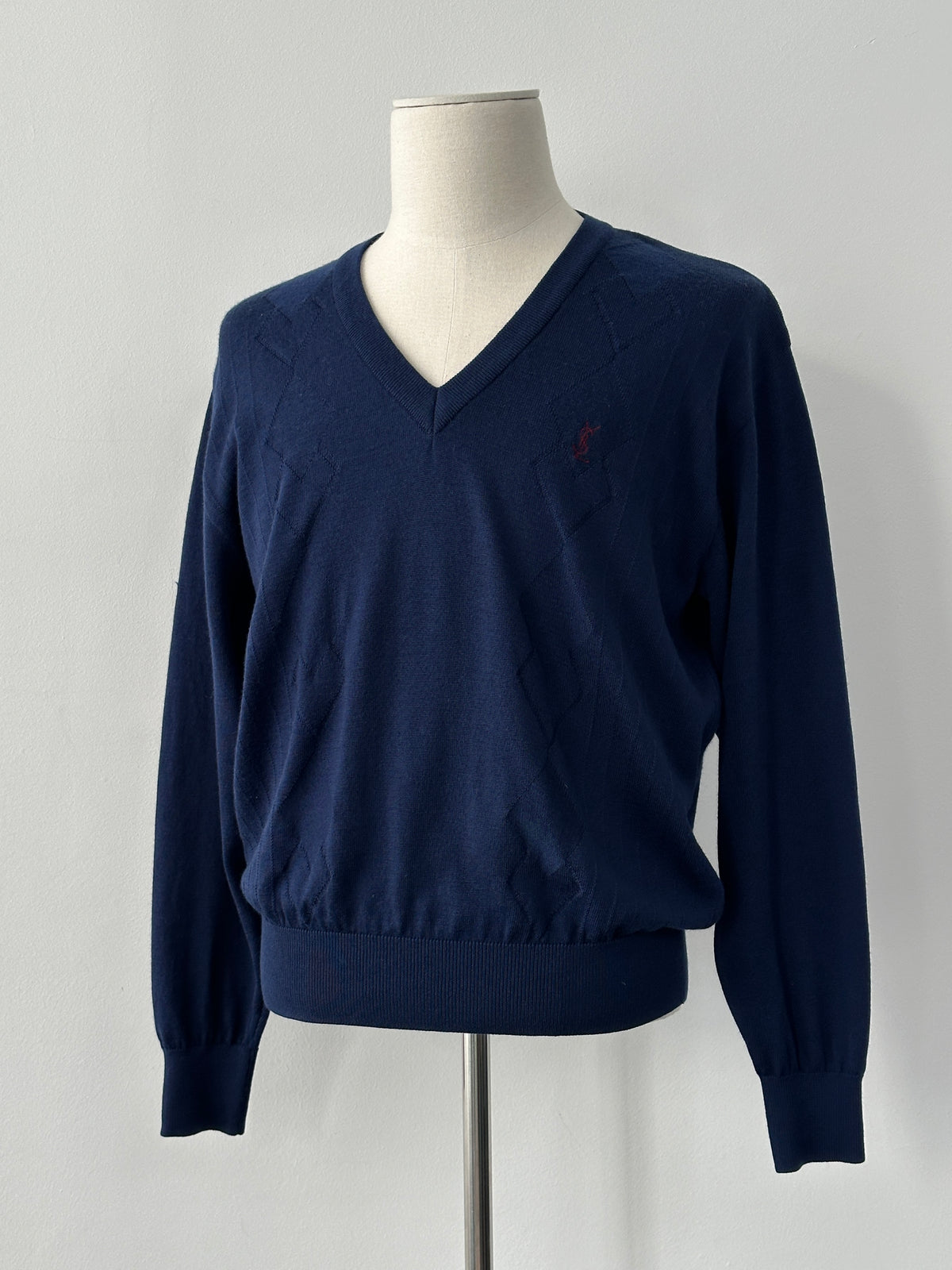 Yves Saint Laurent Pour Homme 1990s Pure Wool V Neck Jumper - M