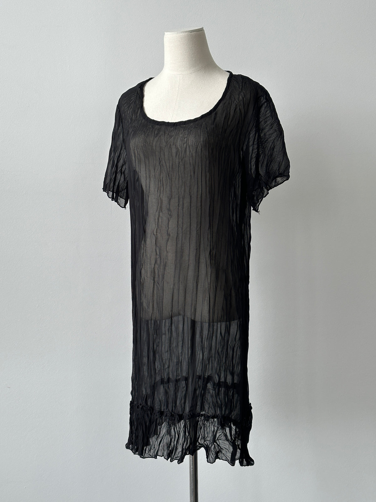 Vintage 2000s Sheer Short Sleeve Mini Dress - L