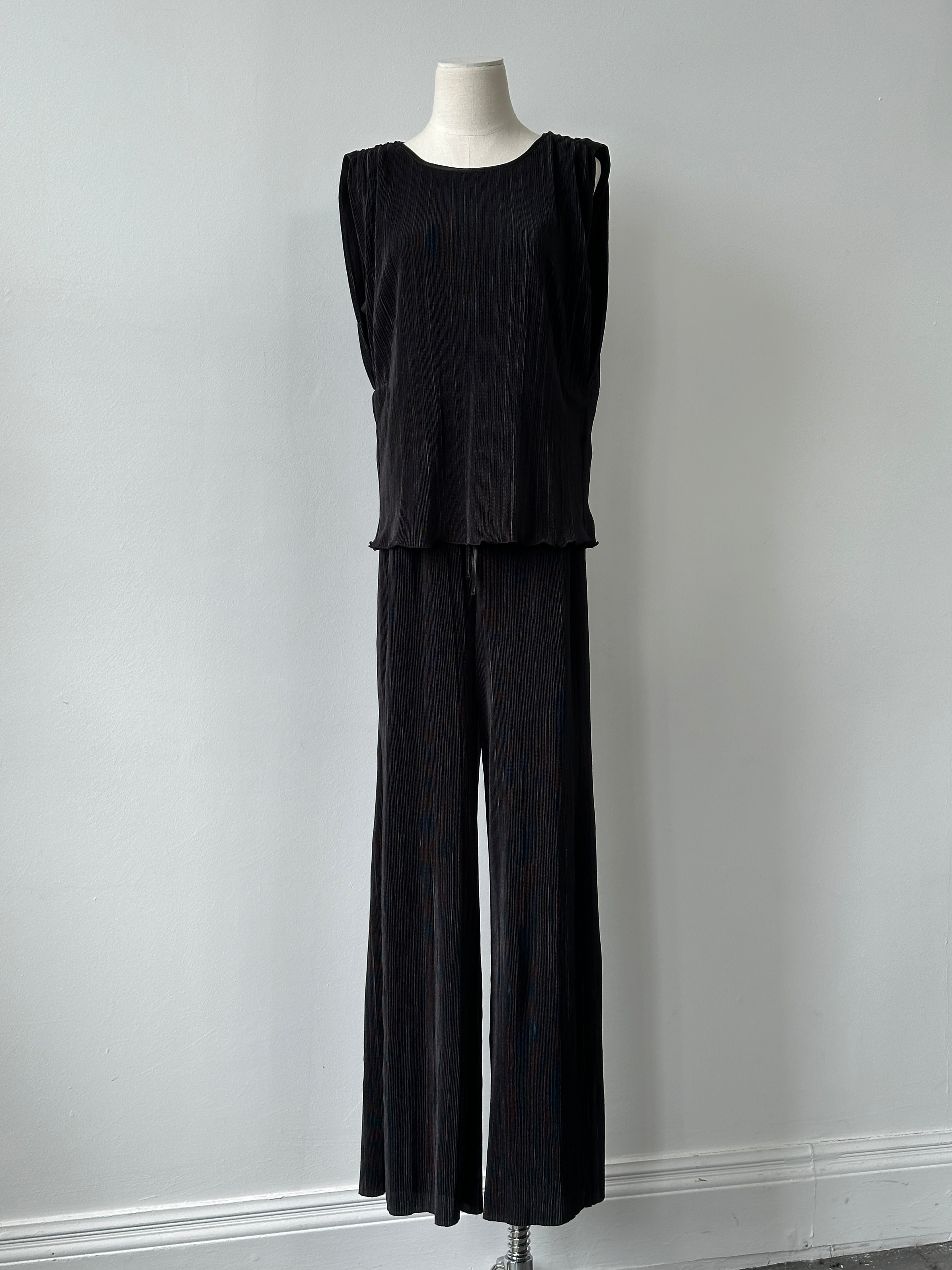 DKNY 2000s Pleated Wide Leg Two Piece Set - M/W28