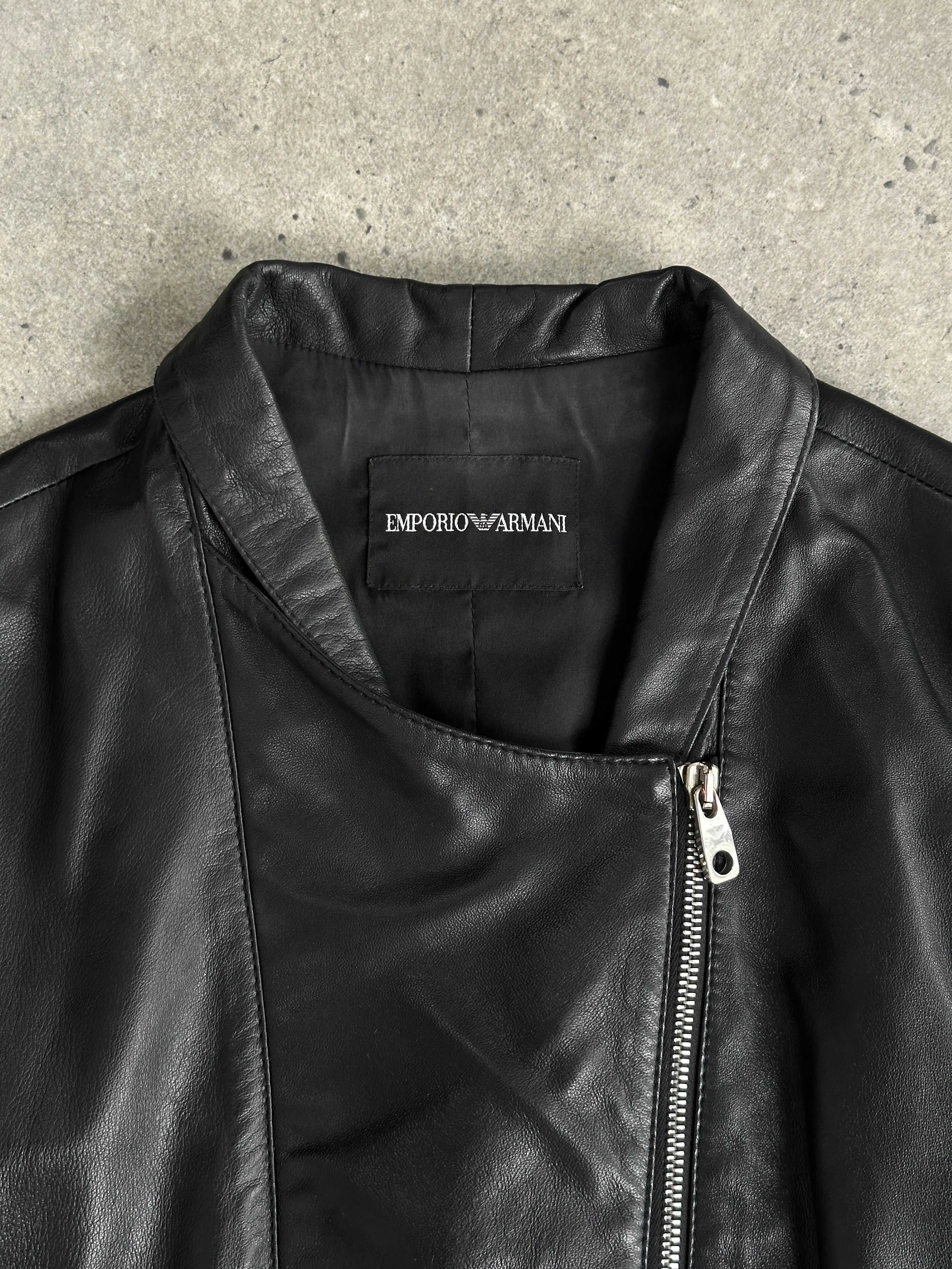 Emporio Armani Double Zip Fitted Lamb Leather Jacket - XS-S