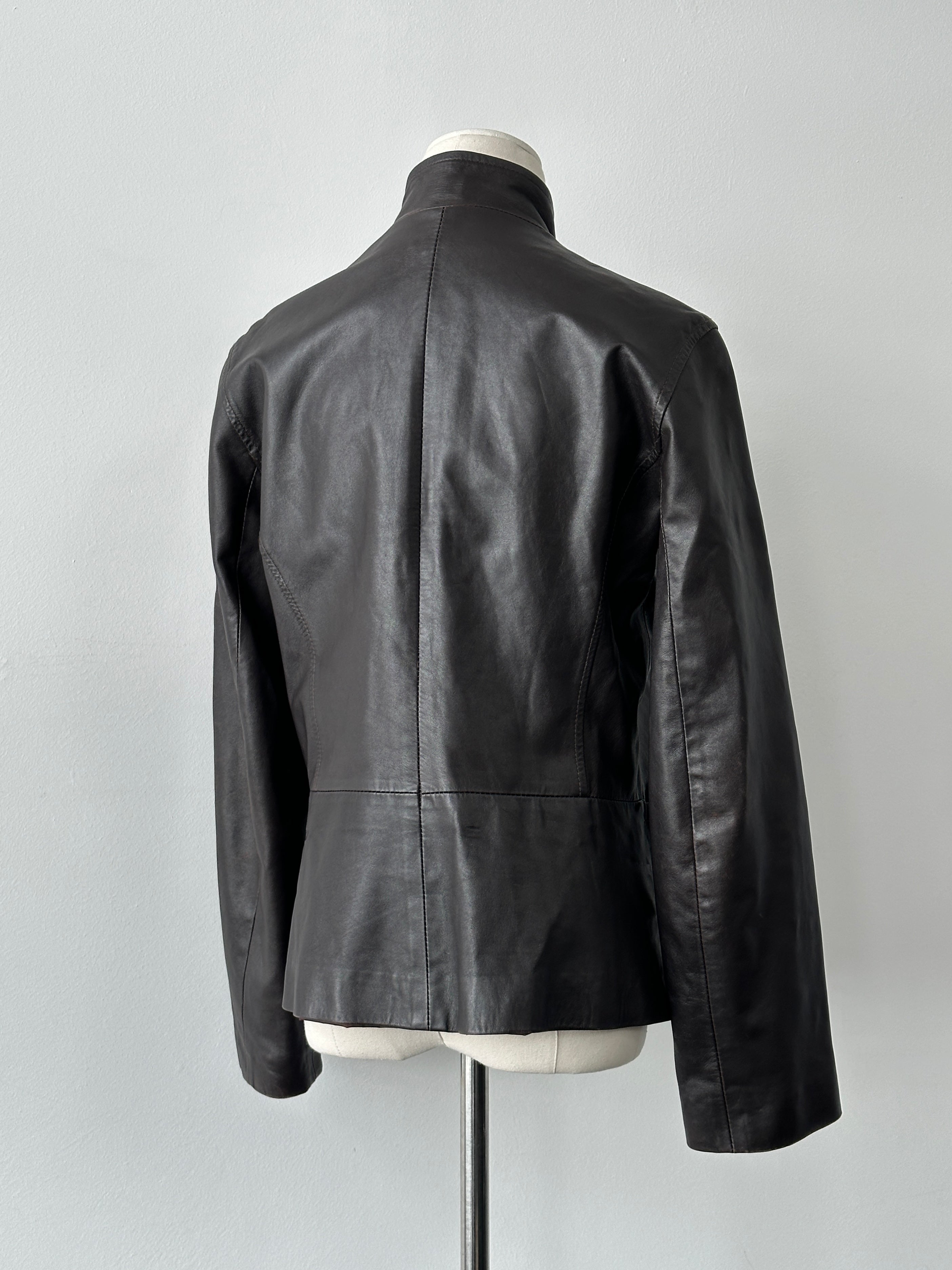 Vintage 1990s Double Zip Leather Jacket - S-M