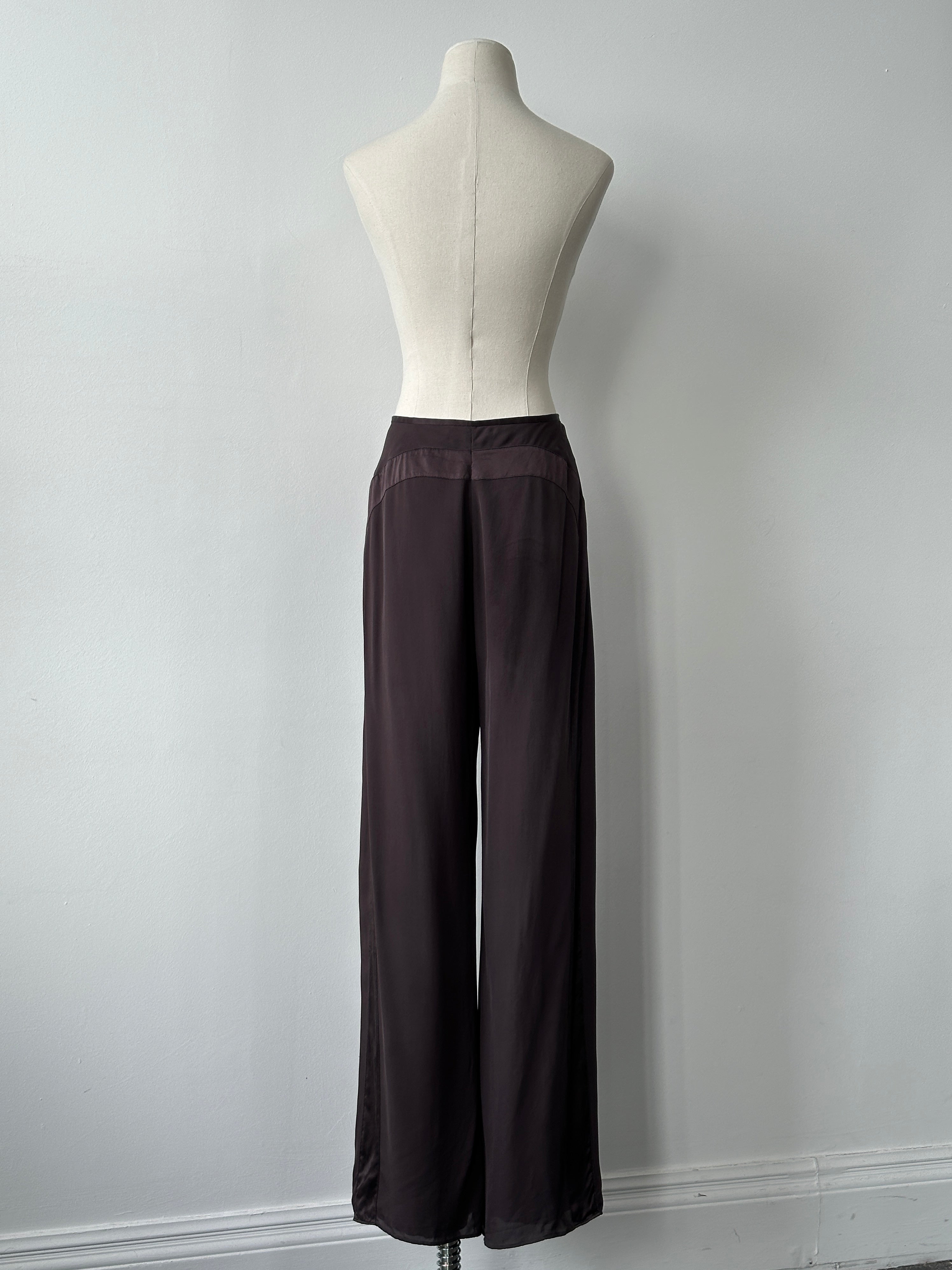 Vintage 2000s Pure Silk Wide Leg Trousers - W28