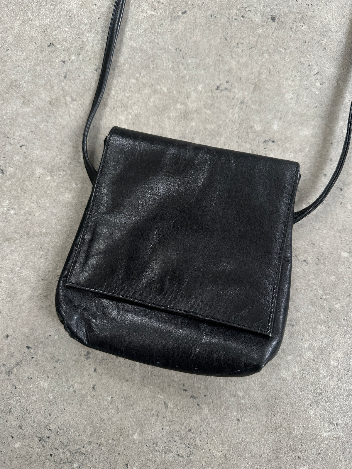 Vintage 1990s Leather Minimal Crossbody Bag Single Button Bag