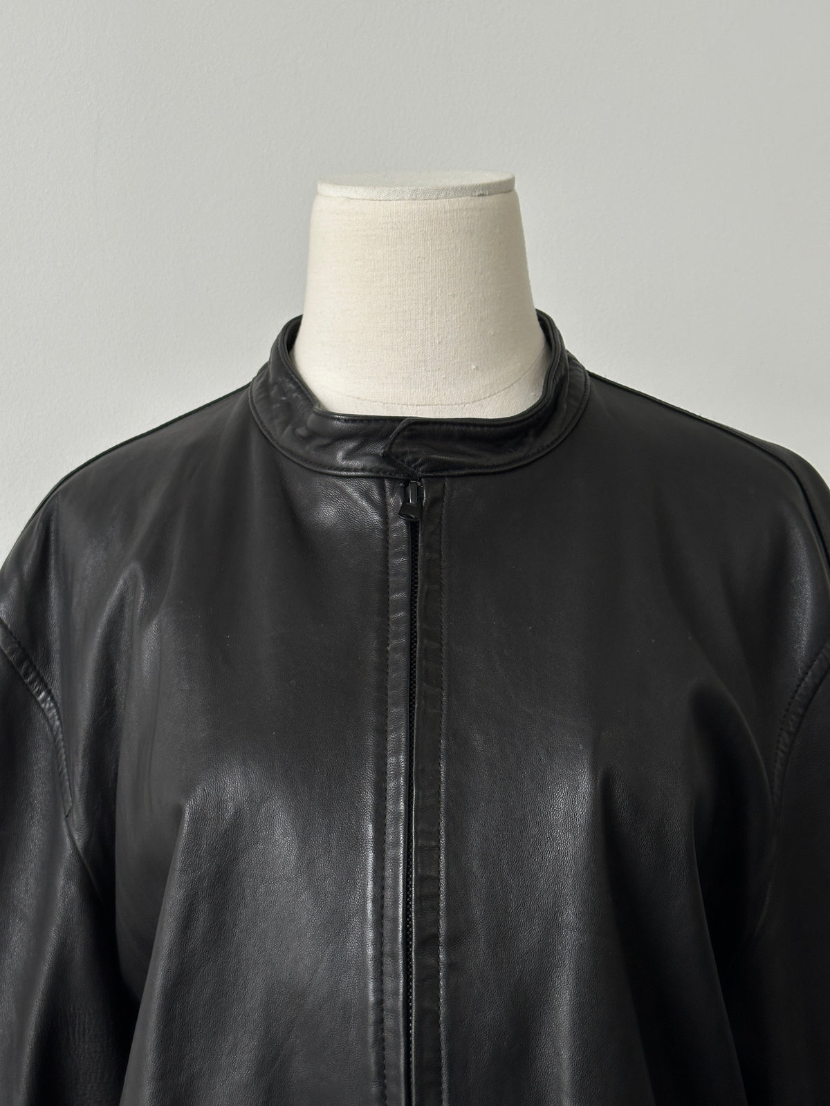 DKNY 1990s Minimal Smooth Leather Jacket - XL
