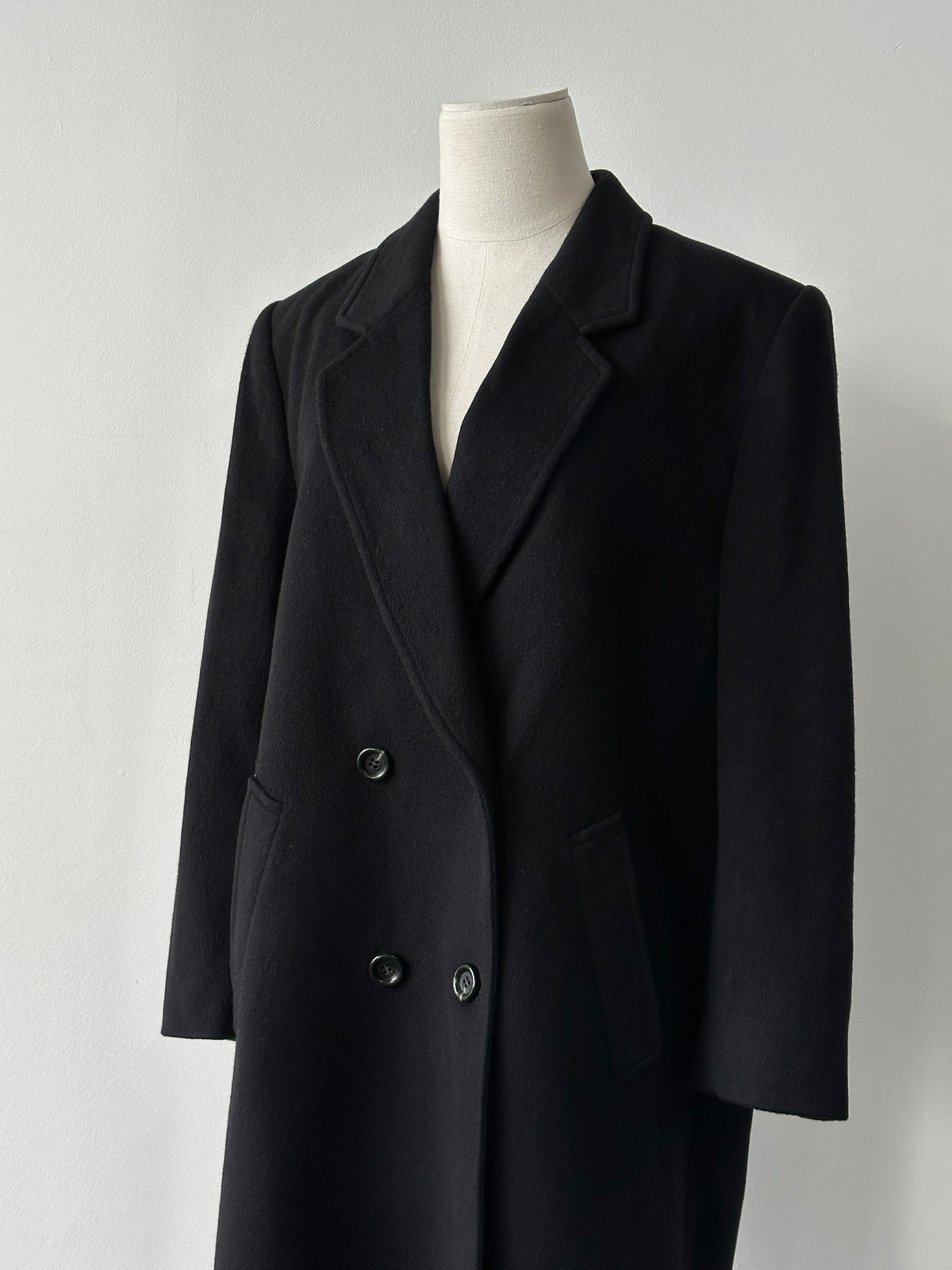 Vintage 1990s Pure Cashmere Double Breasted Coat - S-M