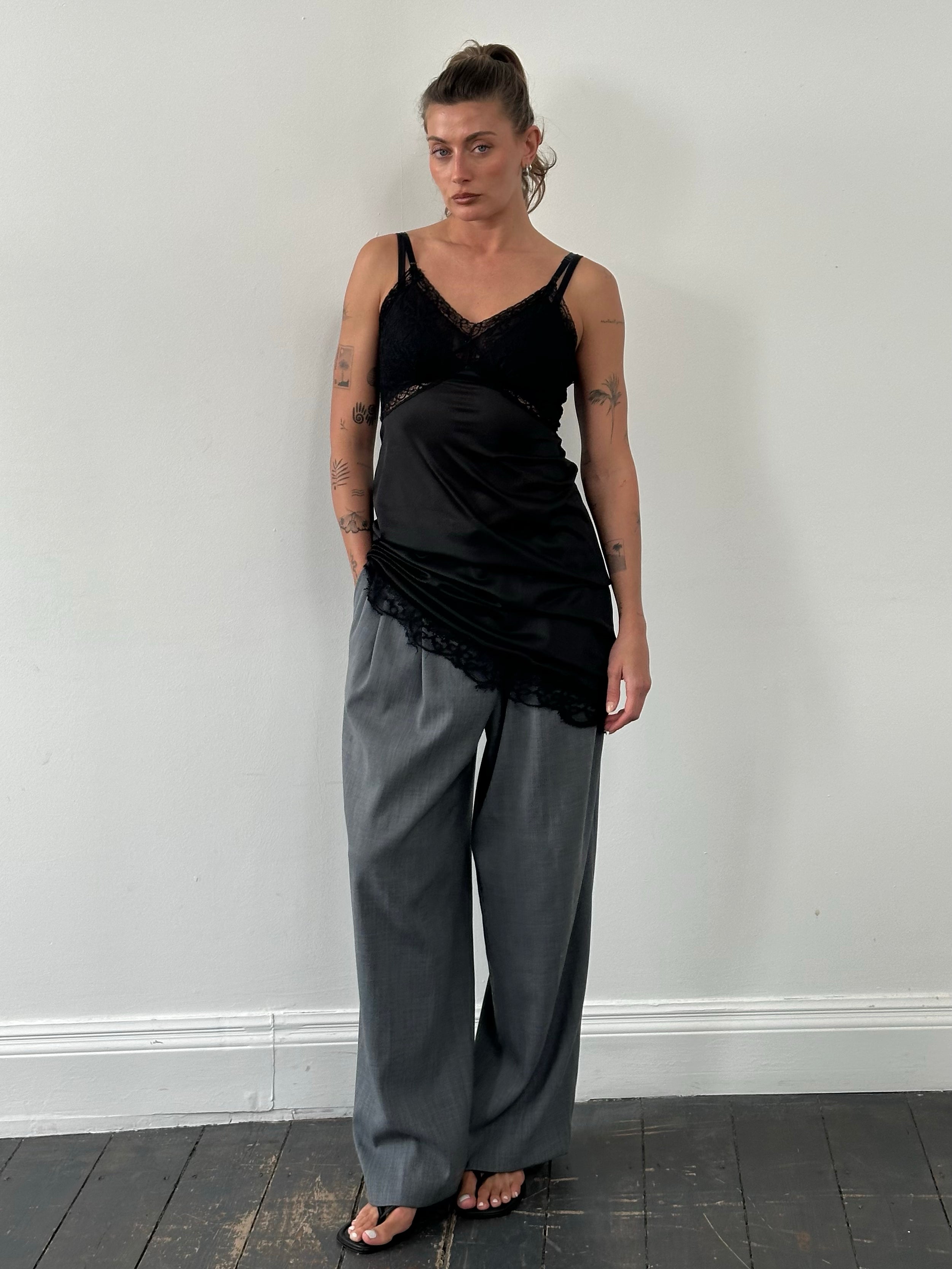 Vintage 1990s Sheer Lace Midi Dress - S