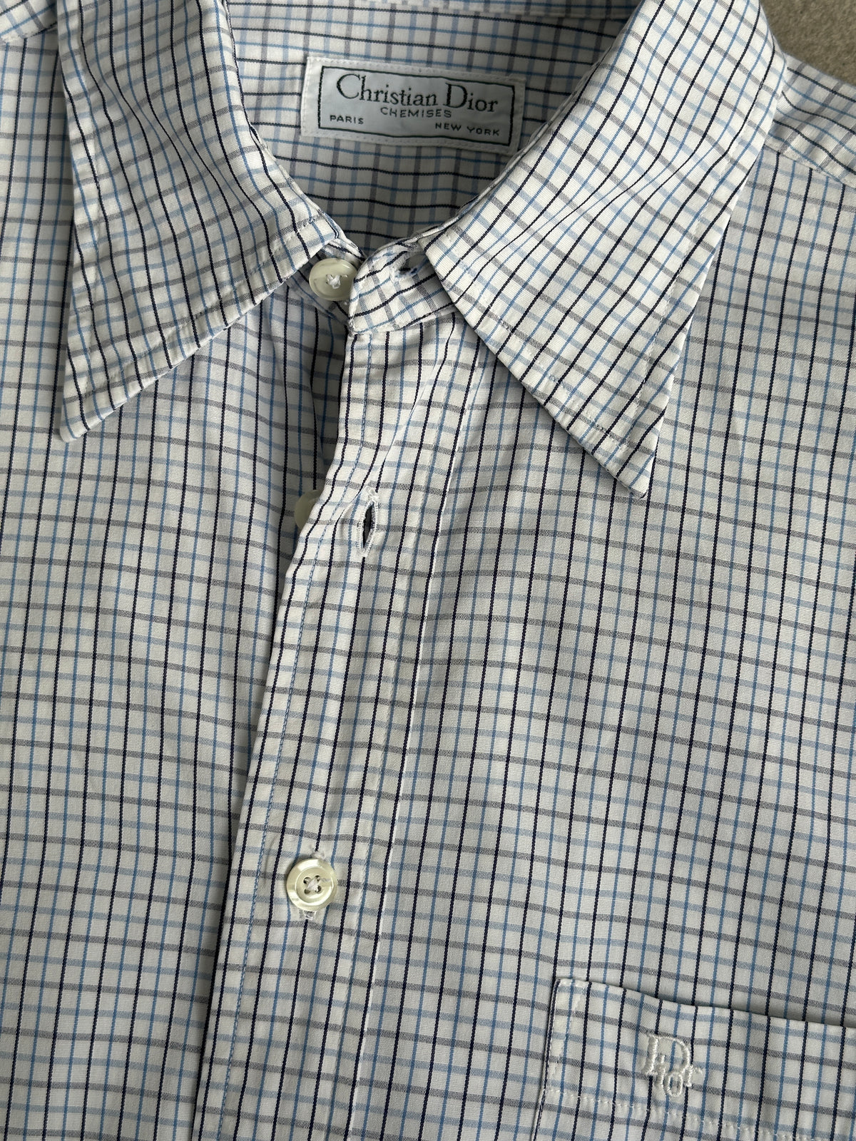 Christian Dior Chemises 1990s Pure Cotton Check Logo Shirt - S