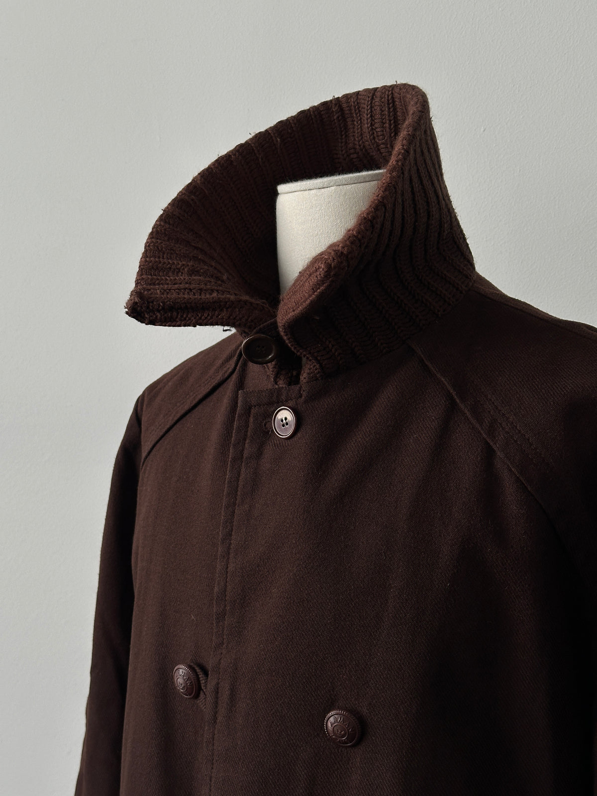 Armani Jeans 2000s Wool Funnel Neck Double Breasted Coat - L
