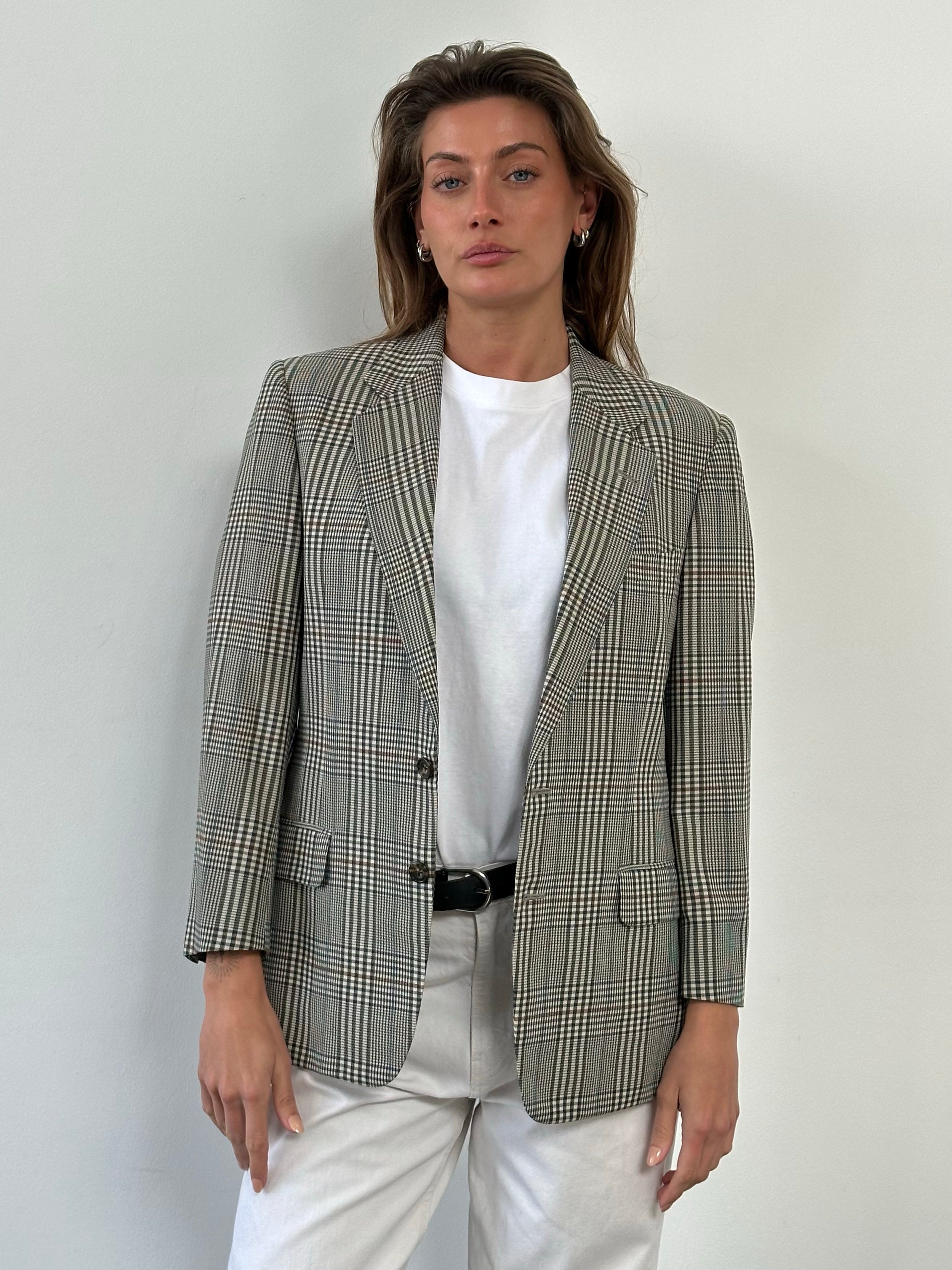 Burberry 1990s Check Single Breasted Blazer - S