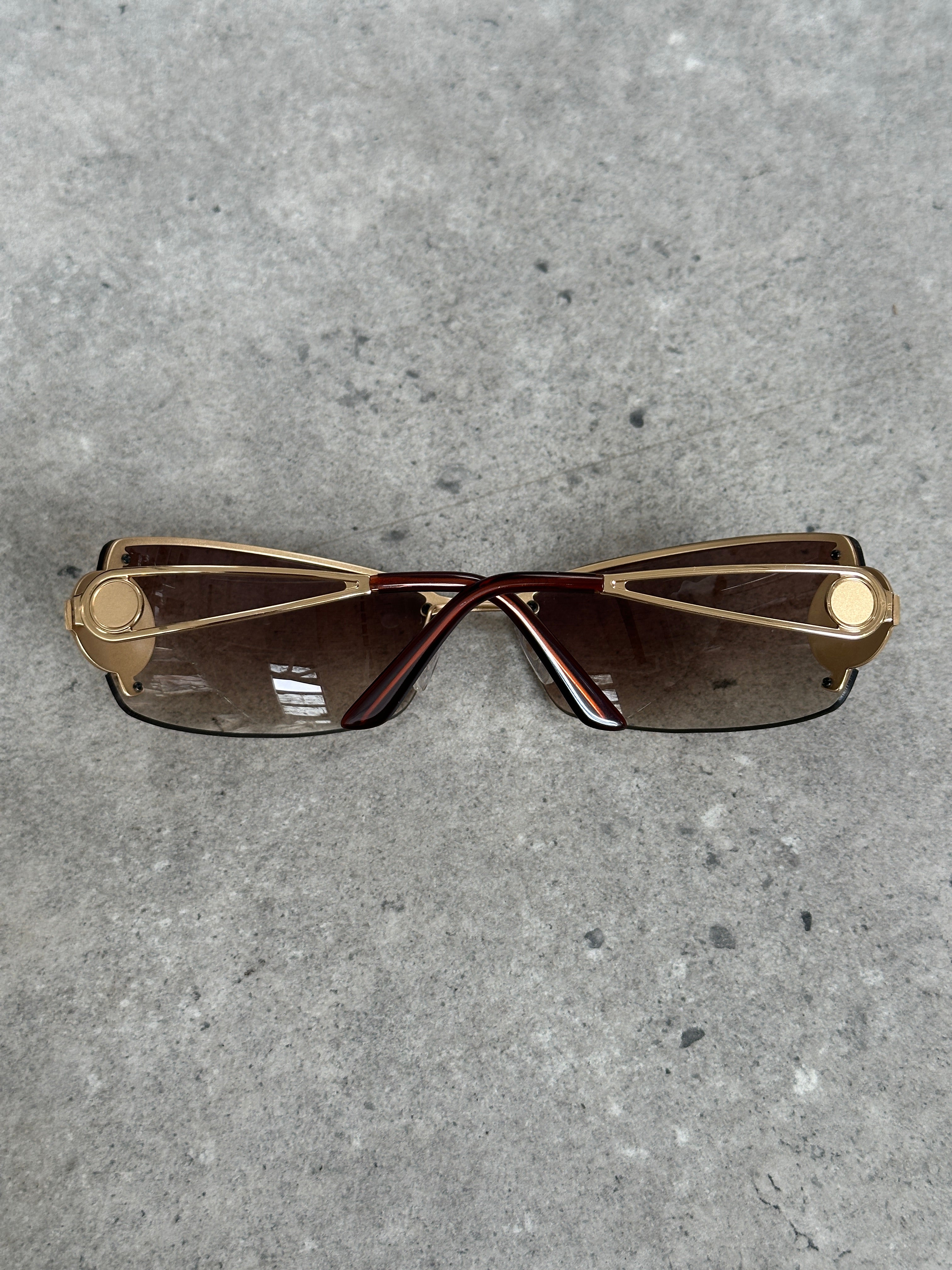 Versace 1990s Rimless Medusa Logo Sunglasses