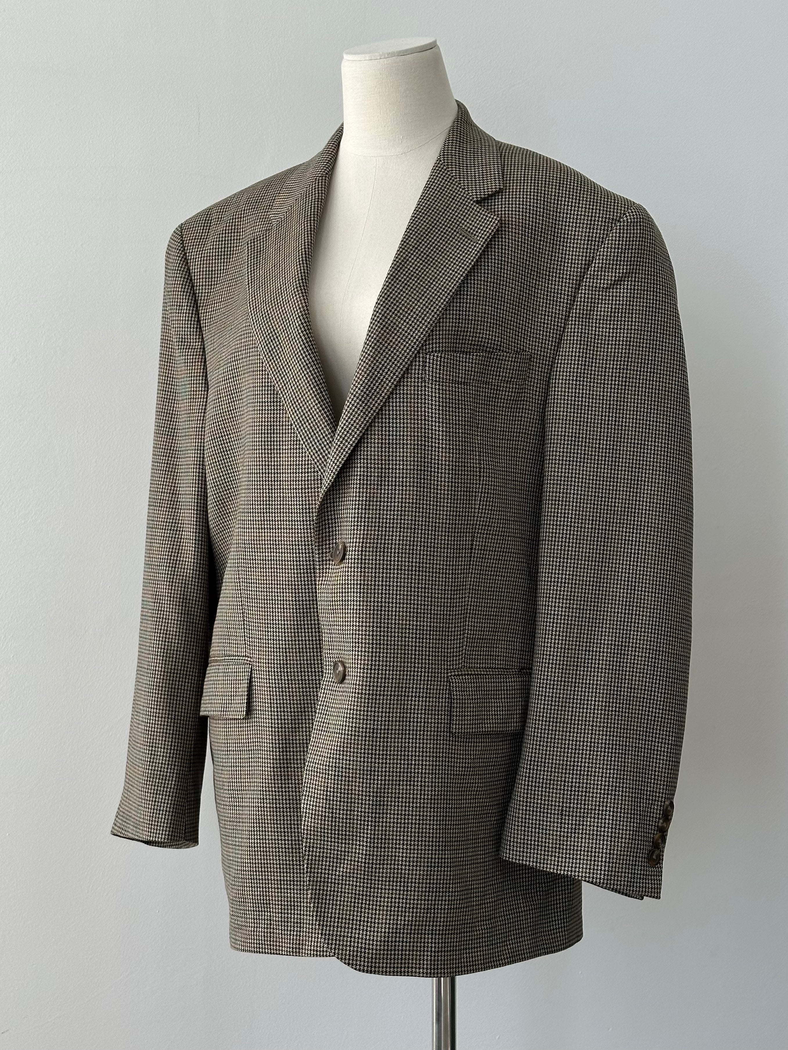 Ralph Lauren 1990s Pure Wool Houndstooth Blazer - 44R