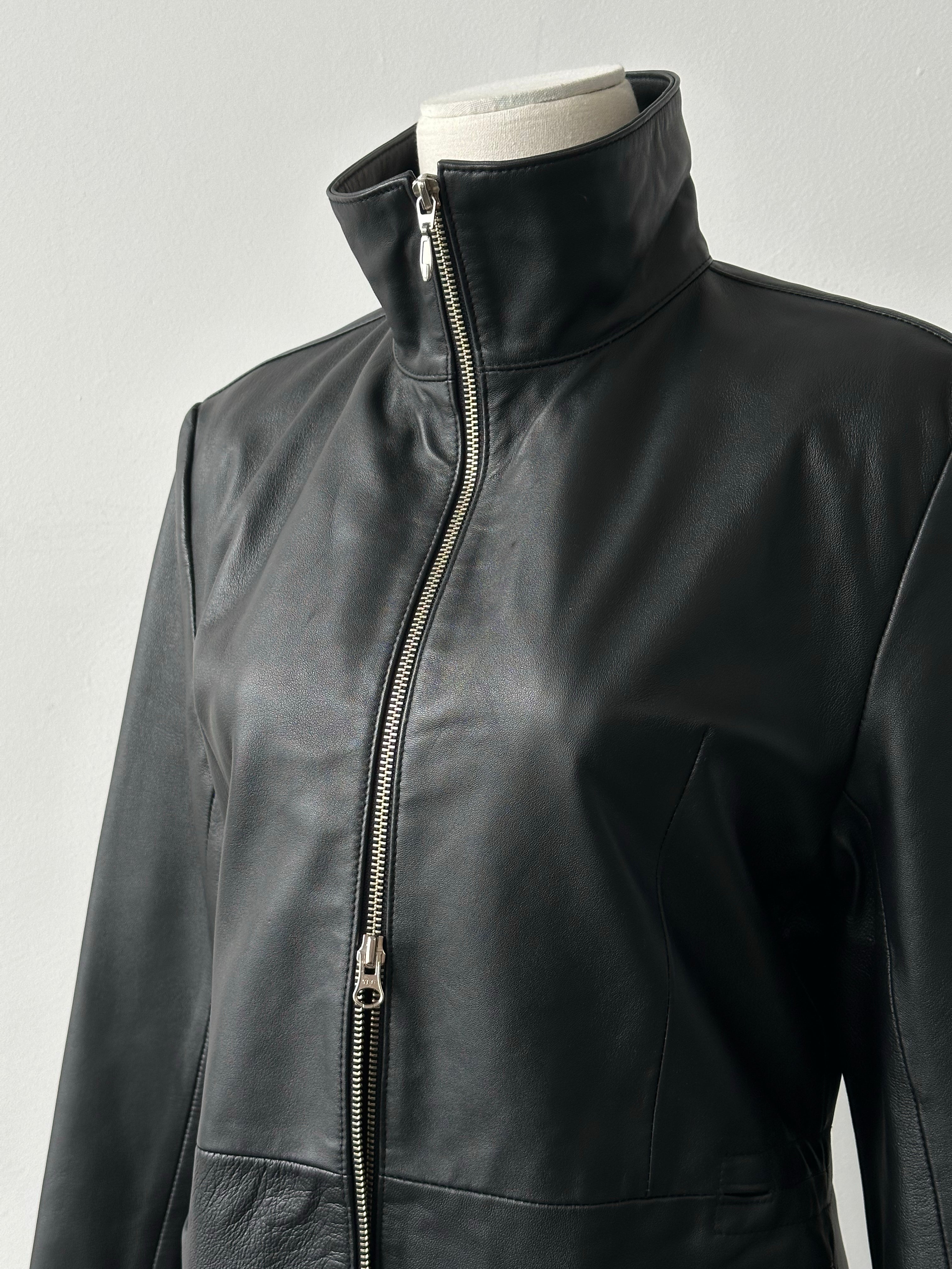 Vintage 2000s Double Zip Leather Trench Coat - M
