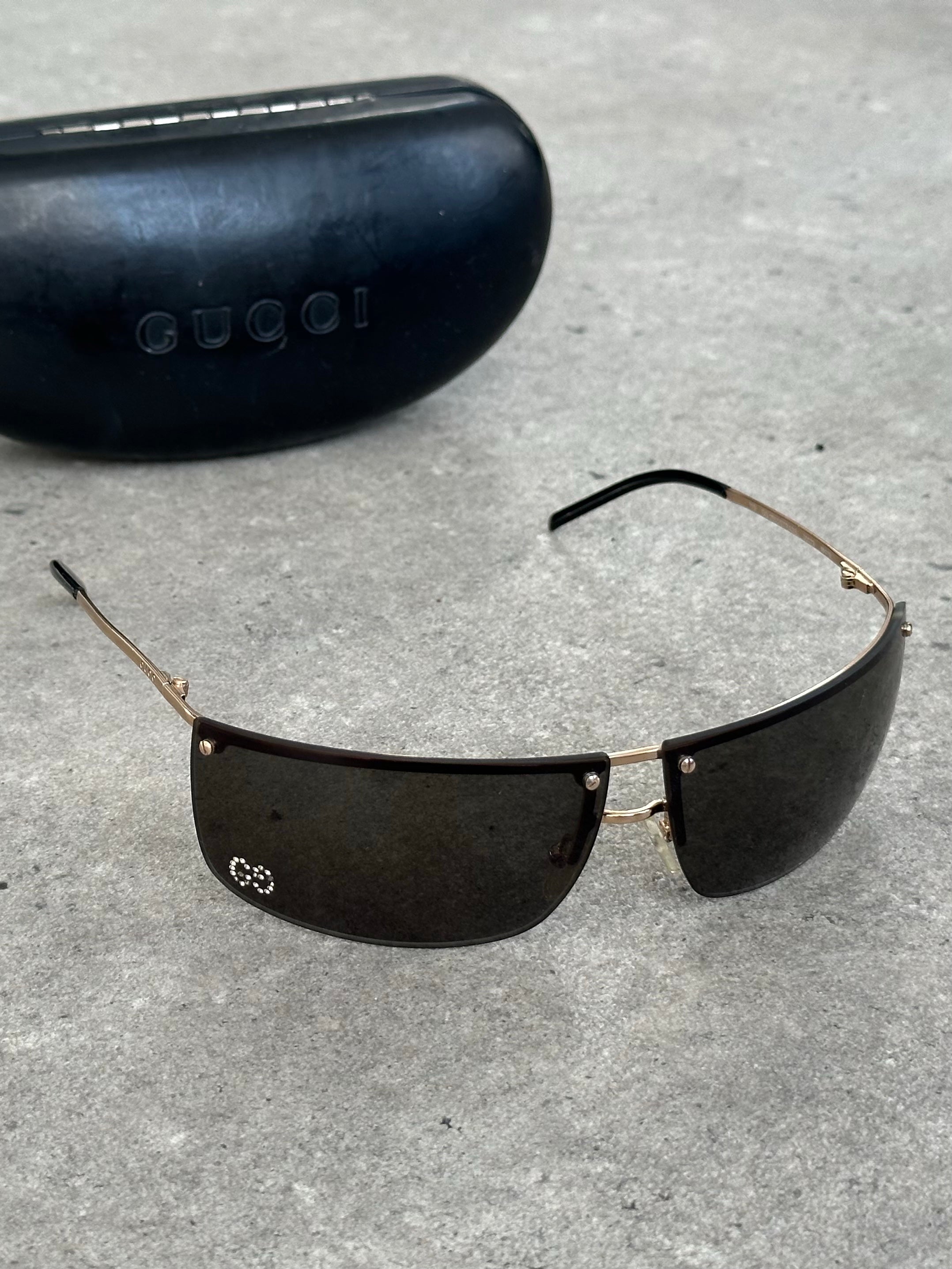 Gucci 2000s Rimless Shield Logo Sunglasses