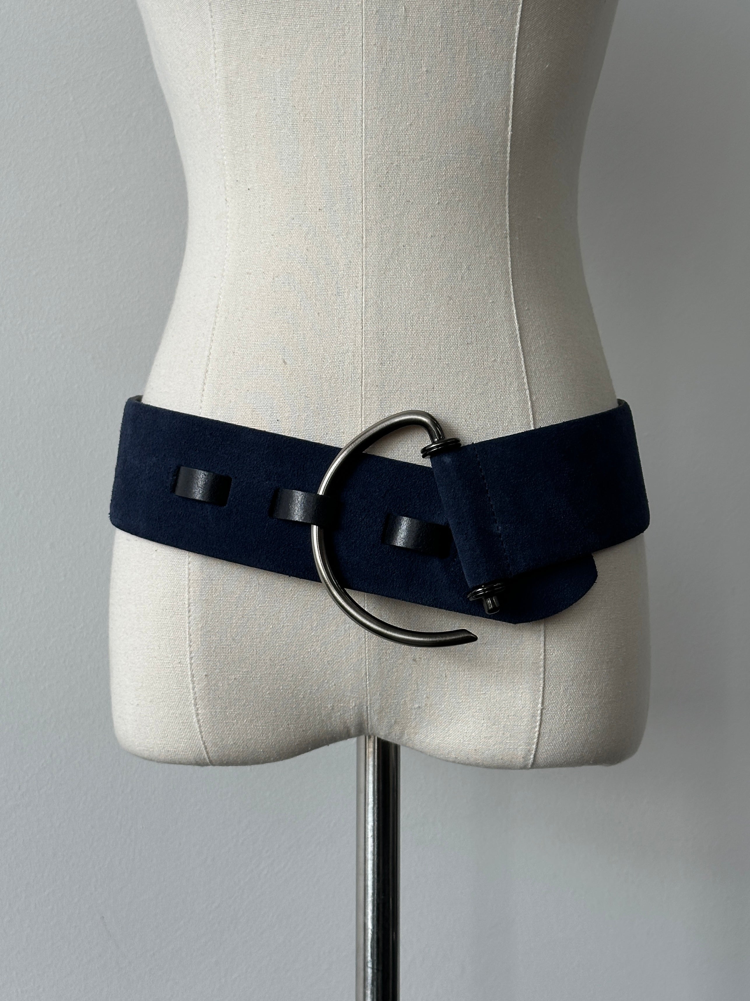 Vintage 2000s Suede D Ring Chunky Belt - W29-33